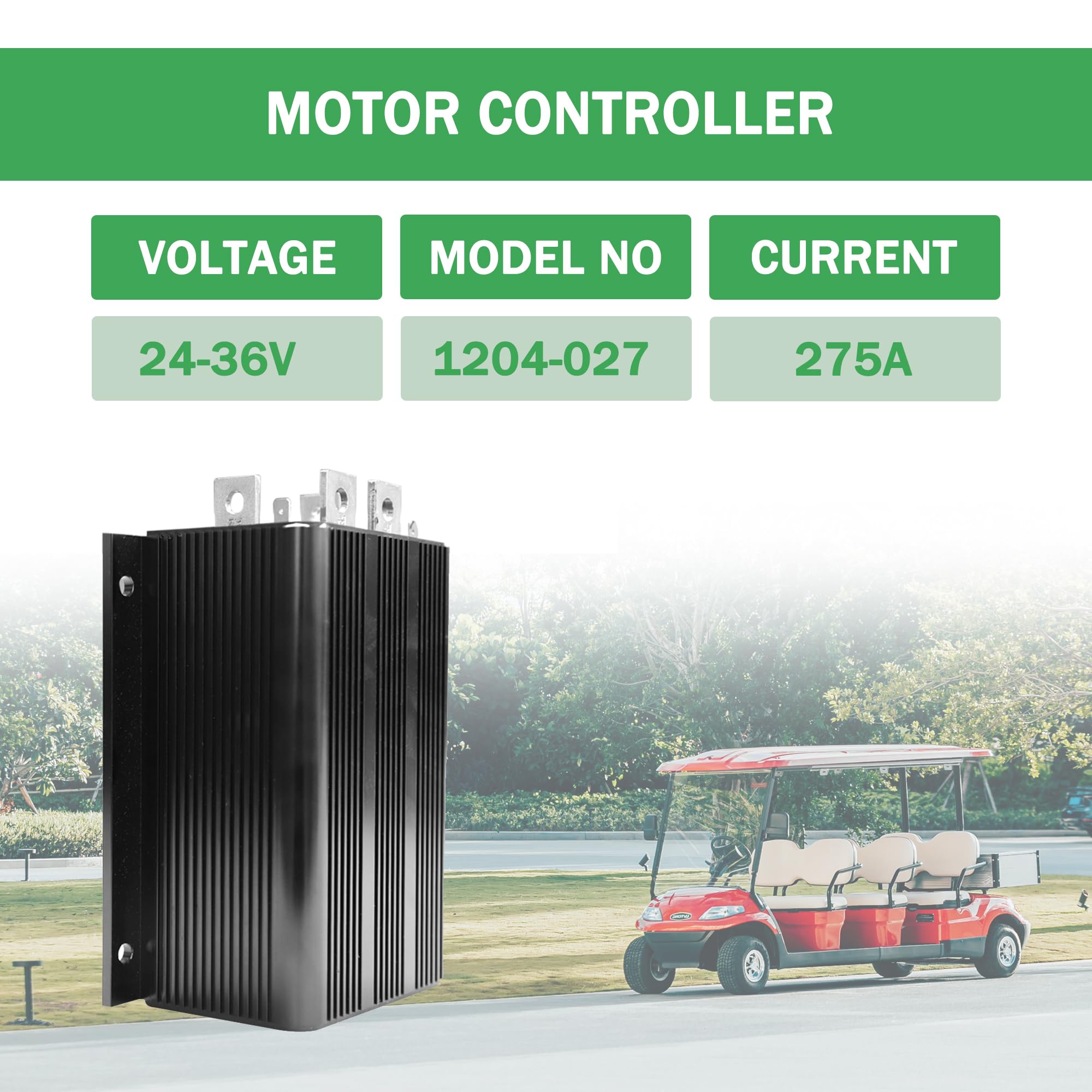 36V 275A Curtis 1204-027 Replacement Motor Controller - Compatible with EZGO & Club Car Golf Carts (0-5KΩ, DC Series) - Perfect for Golf Cart Speed Control and Performance Upgrades