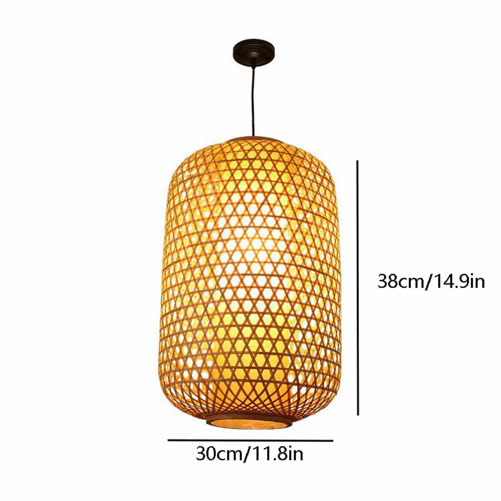 Handmade Wicker Pendant Light - Modern Natural Wooden Hanging Lamp with Bamboo Woven Shade, E27 Socket for Kitchen Island, Dining Room & Living Room Decor | Boho Chic Ceiling Lighting for Home & Cafe