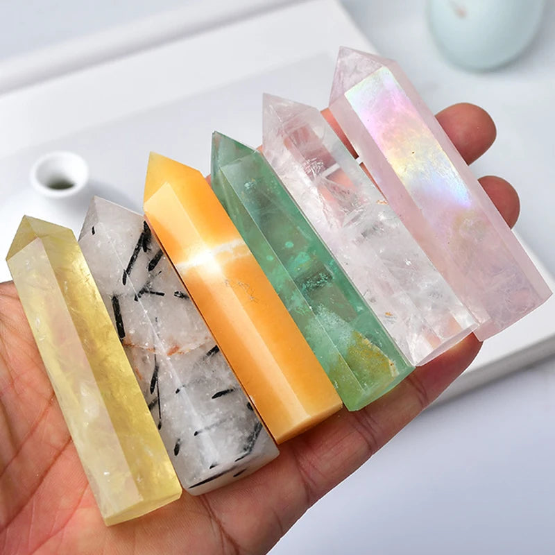 Natural Green Moss Agate Crystal Point - 60-70mm Transparent Quartz Stone for Home Decor, Feng Shui, Jewelry Making & Healing Meditation (1PC)