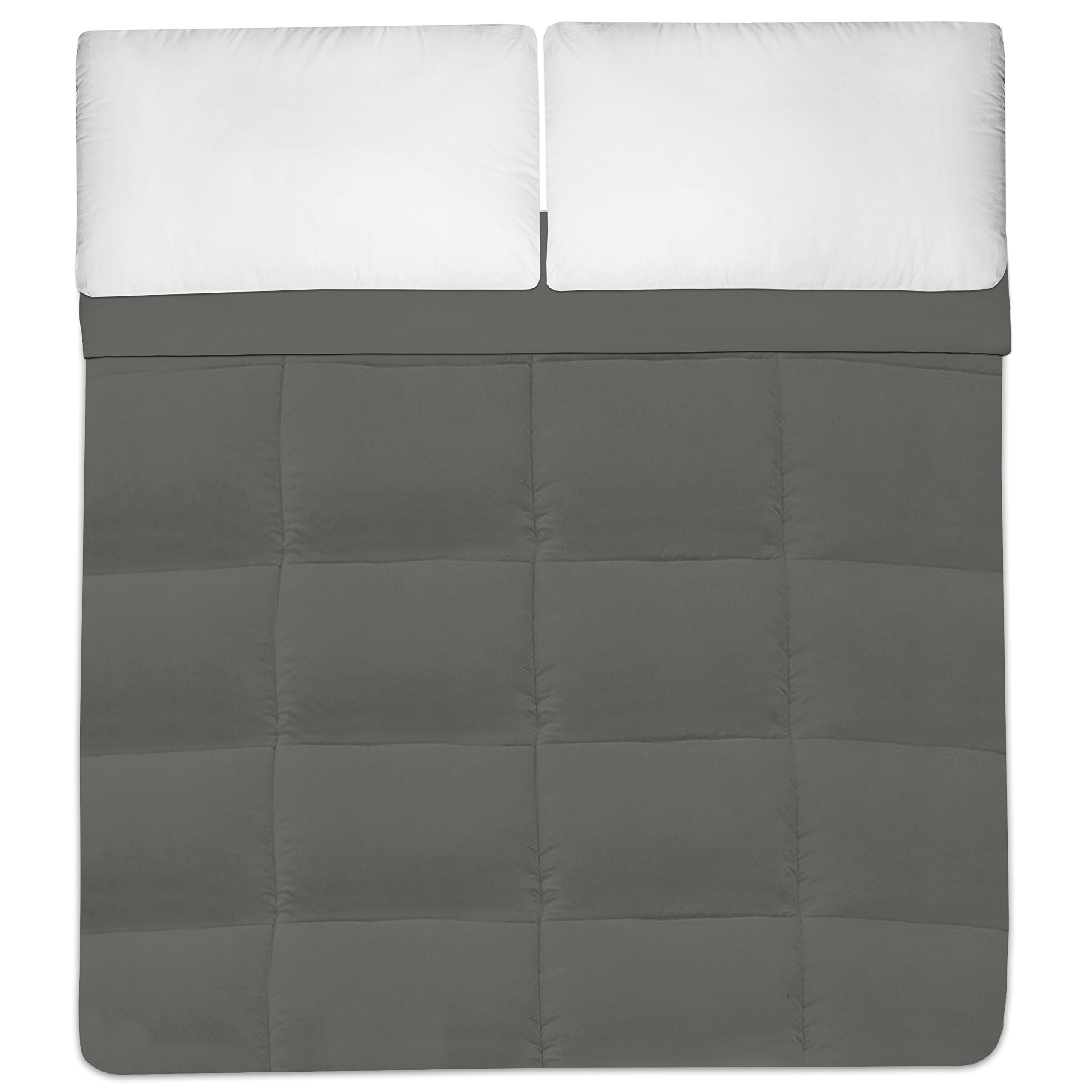 Sweet Home Collection Down Alternative Polyester Comforter - Hypoallergenic Box Stitch Microfiber Bedding Set for Twin Size Bed, Soft Gray - Perfect for Allergy Sufferers & Cozy Bedroom Decor