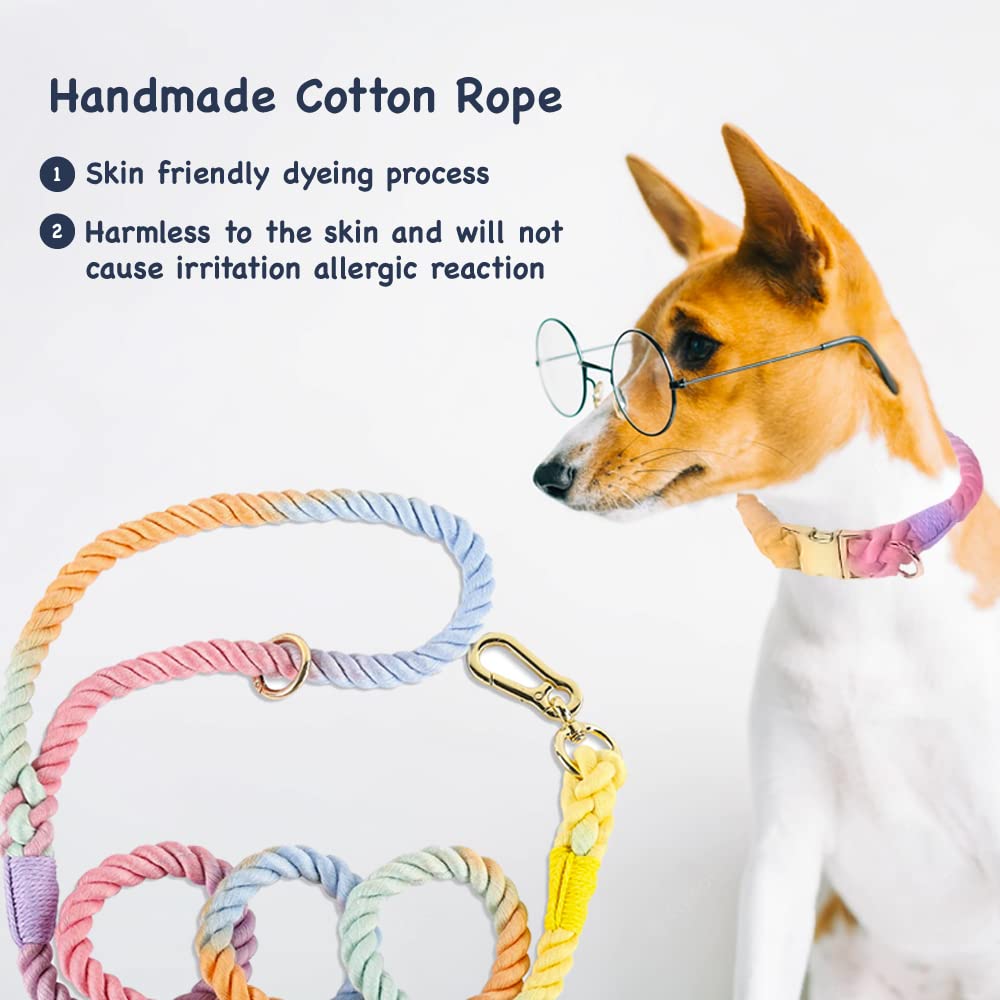 **4 FT Handmade Braided Cotton Rope Dog Leash with Collar Set – Durable & Adjustable for Small, Medium & Large Dogs – Perfect for Walking, Training & Outdoor Adventures**