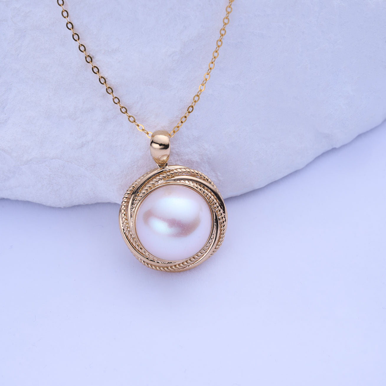 18K Solid Gold Edison Pearl Necklace KN00276 - Elegant Pearl Jewelry for Women, Perfect for Weddings, Anniversaries & Special Occasions