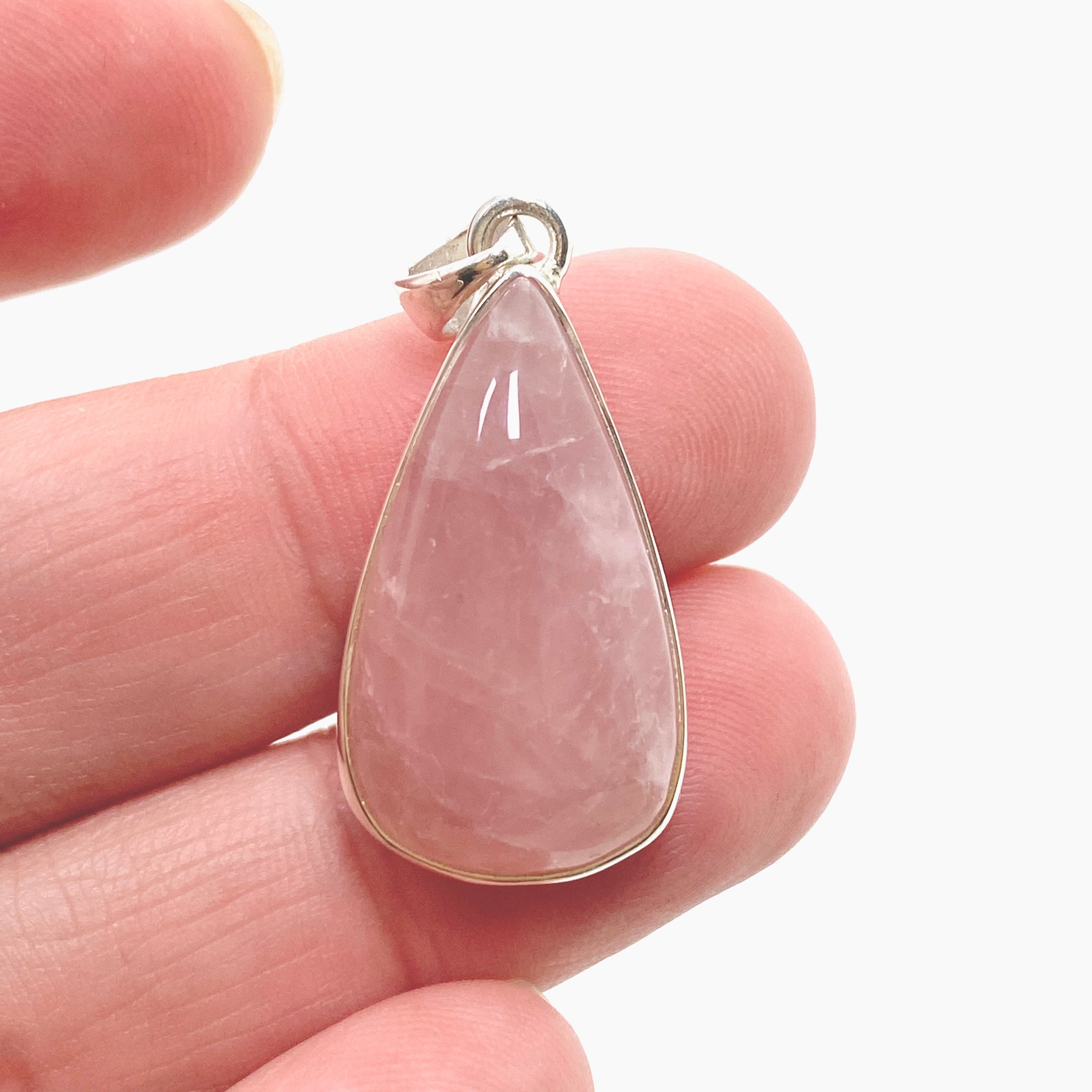 Rose Quartz Teardrop Cabochon Pendant Necklace KPGJ4690 - Healing Crystal Jewelry for Meditation, Yoga & Spiritual Balance