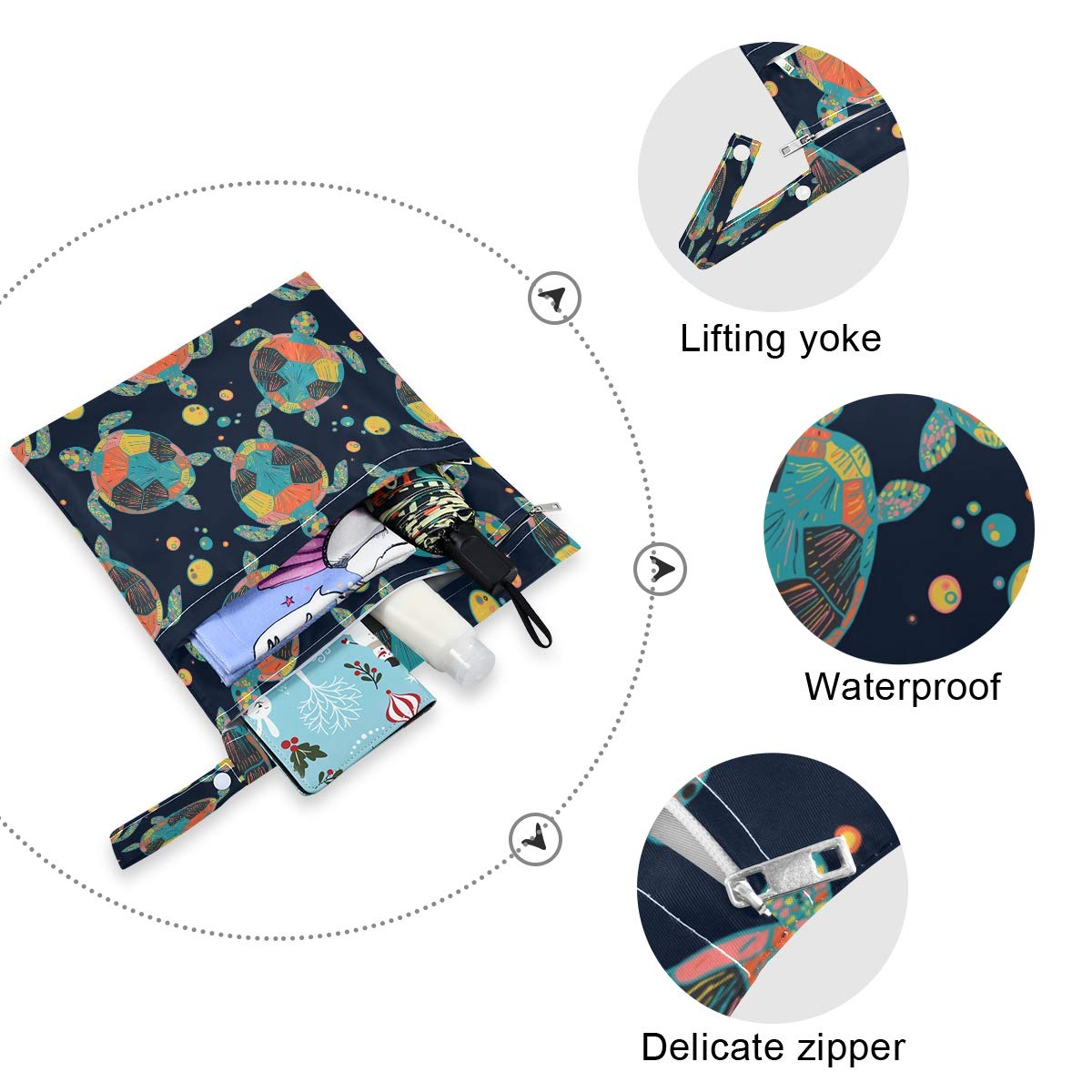 Waterproof Wet Dry Bag for Swimsuits & Cloth Diapers - 2 Pack Reusable Beach & Travel Organizer - Perfect for Pool, Gym, Baby Essentials & Toiletries Storage