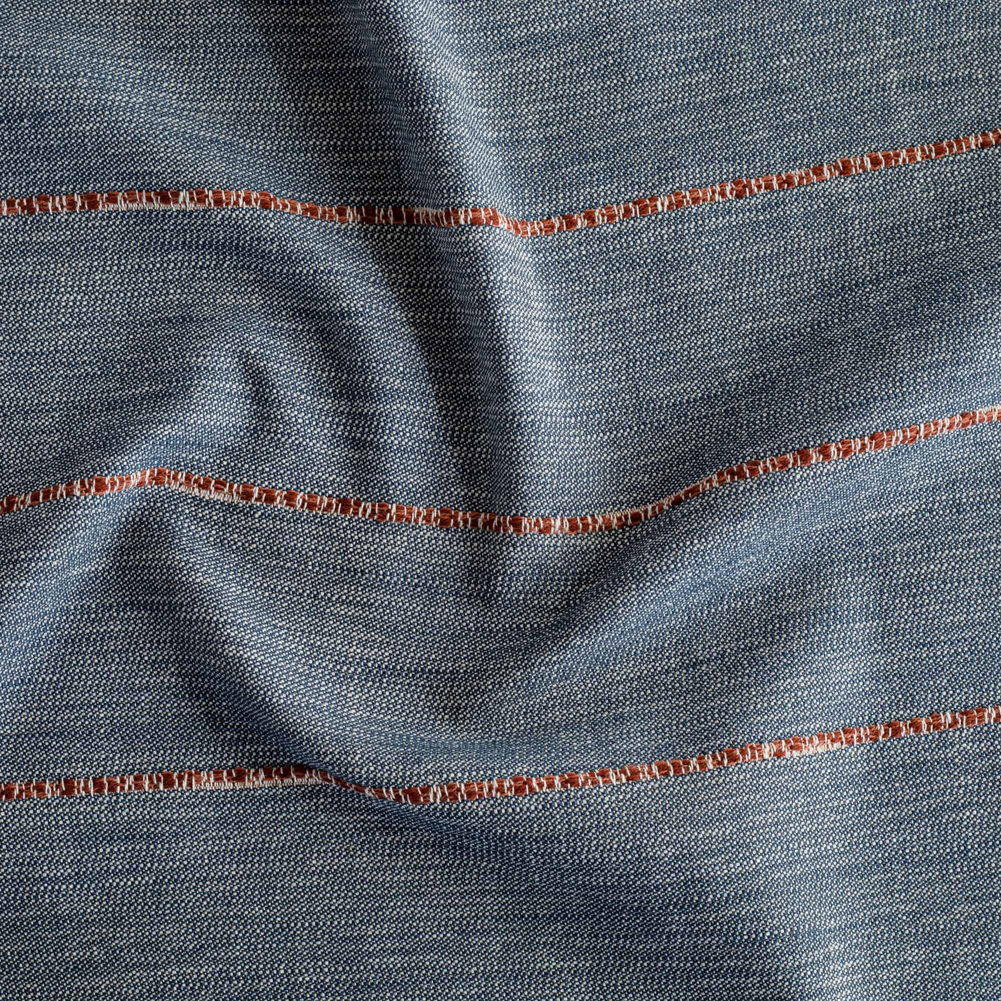 Brooklyn Stripe Cotton Throw Blanket - Navy & Rust Color - Soft & Cozy for Bed, Sofa, or Outdoor Use