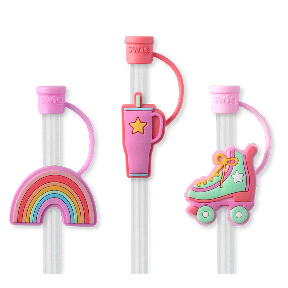 Roller Rink Straw Topper Set - Fun & Colorful Drink Decorations for Parties, Weddings & Events - Perfect for Milkshakes, Smoothies & Cocktails