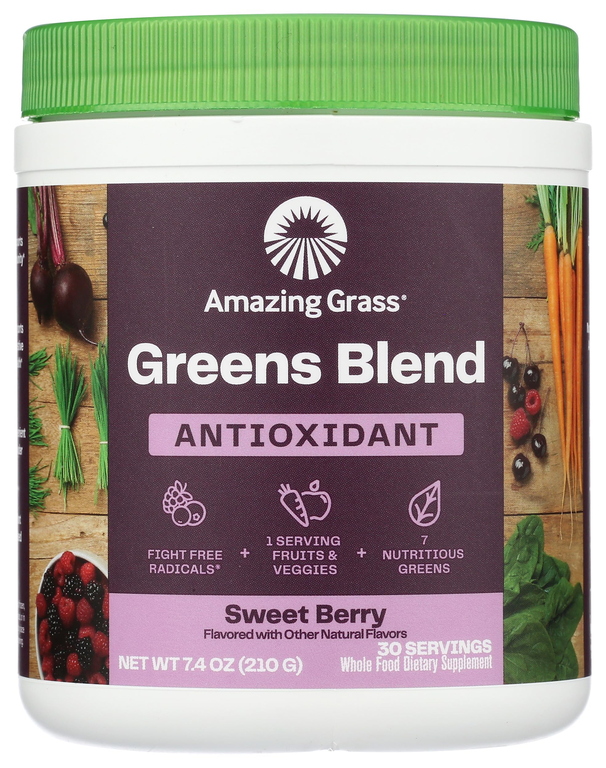 Amazing Grass Sweet Berry Antioxidant Superfood Powder - 7.4 oz | Organic Energy Boost & Immune Support | Perfect for Smoothies, Yogurt & Post-Workout Recovery