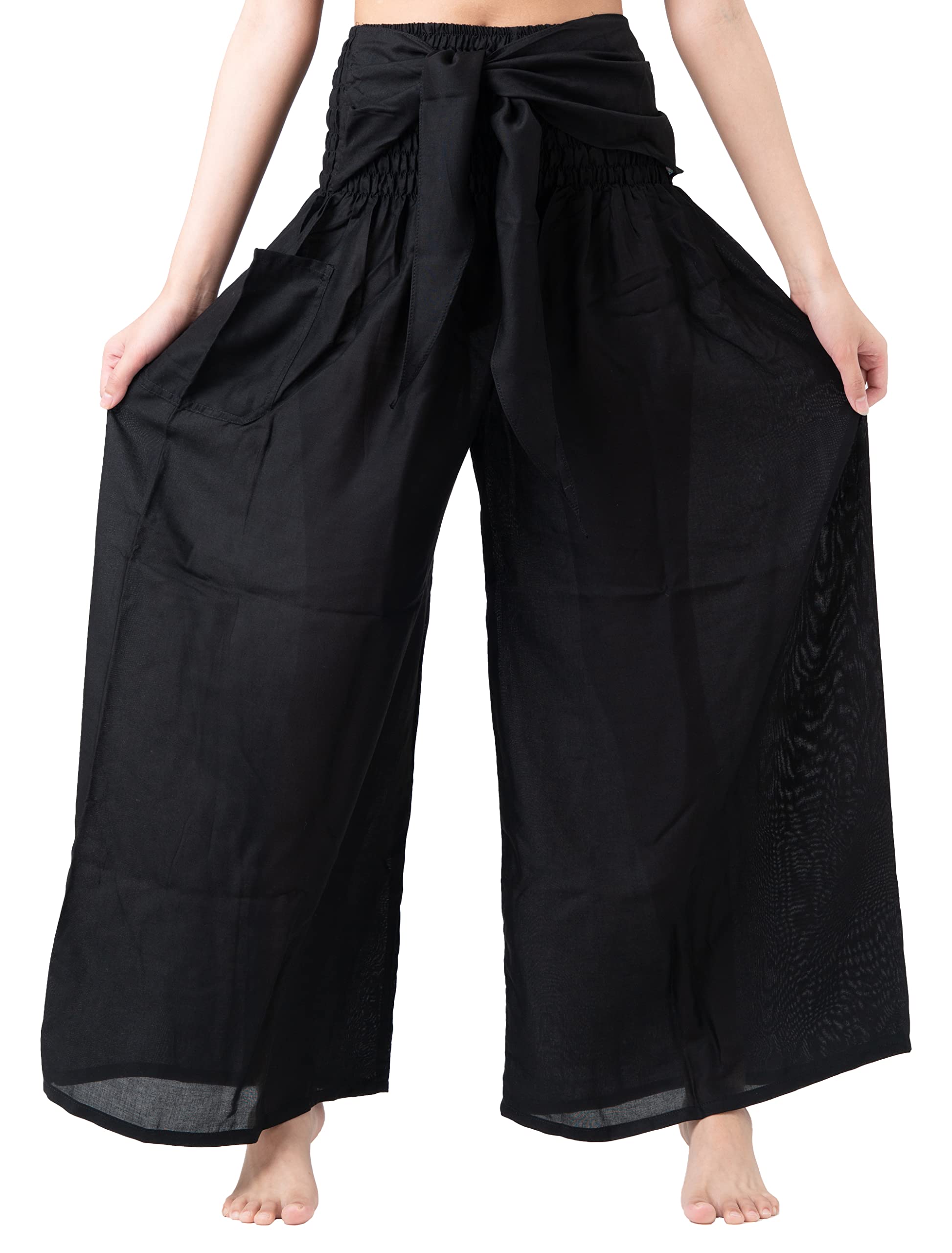 B BANGKOK PANTS Women's Boho Palazzo Pants - Flowy Wide Leg Yoga Pants for Women - Comfortable High Waisted Lounge Pants - Perfect for Yoga, Meditation, Beach & Casual Wear
