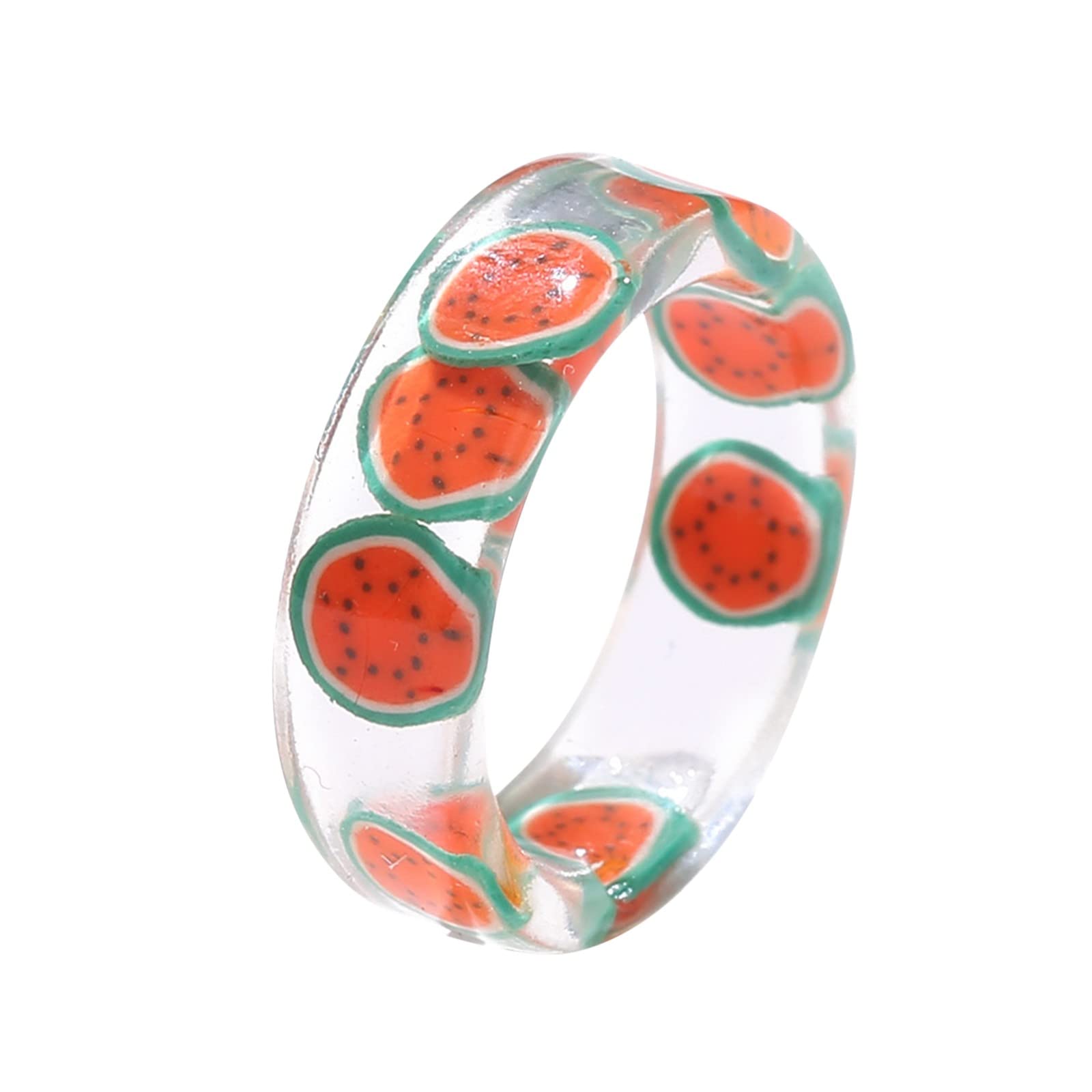 Trendy Semicolon Ring - Colorful Acrylic Resin Rhinestone Jewelry for Women & Girls | Stackable Chunky Fruit Rings for Everyday Wear, Gift Giving & Fashion Accessories