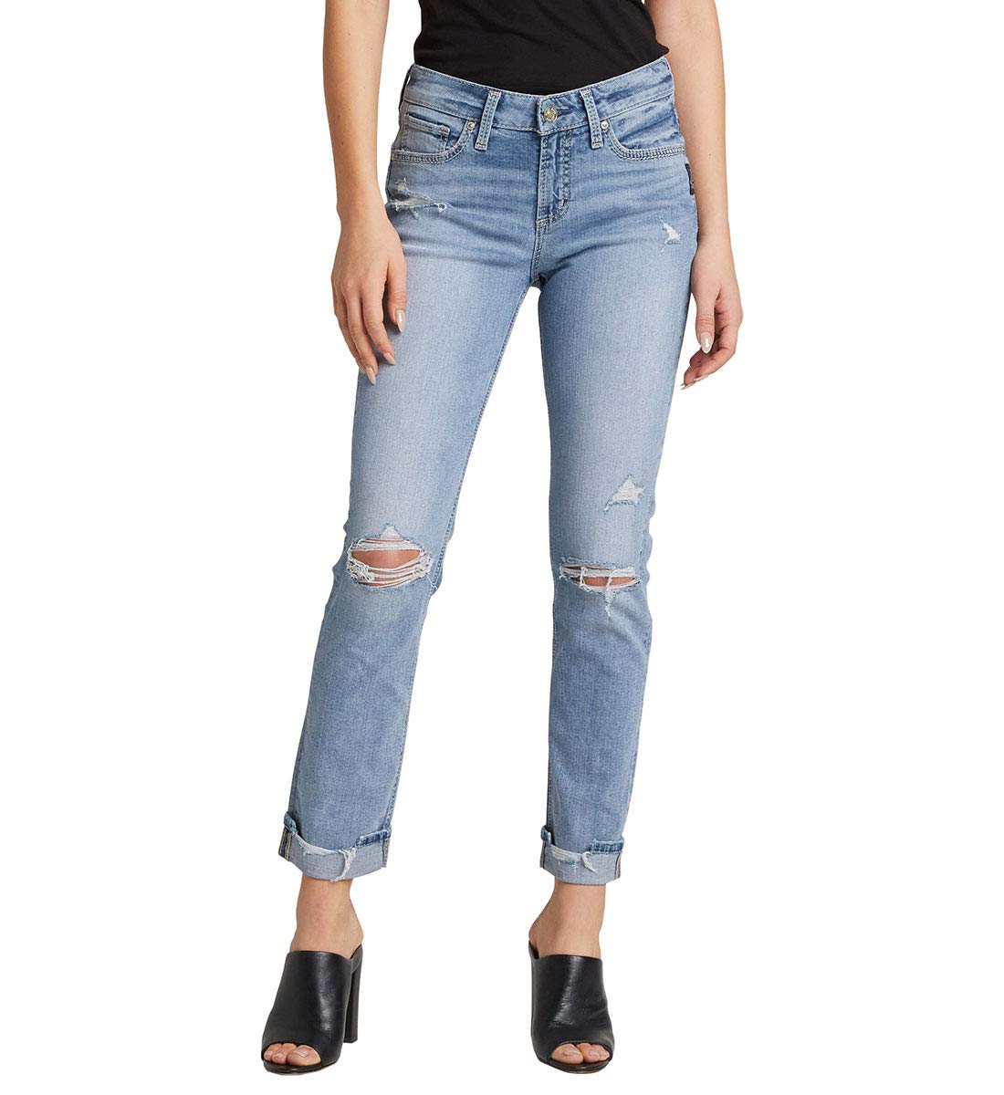 Silver Jeans Co. Women's Avery High Rise Straight Leg Jeans - Comfortable Stretch Denim Pants for Casual Wear & Everyday Outfits
