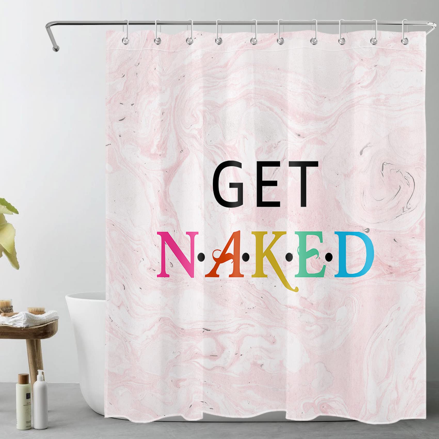 HVEST Pink Abstract Marble Shower Curtain - 60x72 Inches Waterproof Polyester Bathroom Decor with Hooks | Minimalist Modern Bath Accessories for Spa-Like Shower Experience