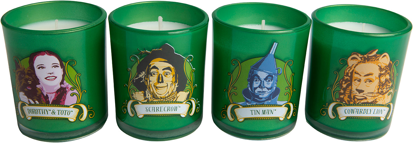 The Wizard of Oz Glass Votive Candle Holder Set - 4 Pack of Dorothy Inspired Collectible Tea Light Candlesticks for Home Decor, Gifts, and Movie Theme Parties