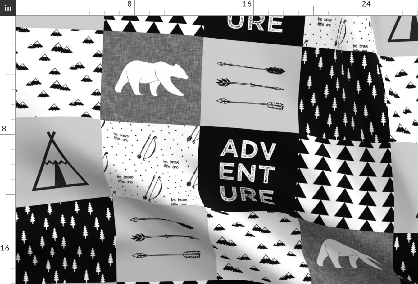 Adventure Bear Printed Minky Fabric Fat Quarter - Soft Plush Quilt Backing & Baby Blanket Sewing Material - DIY Cheater Quilt Top Squares for Nursery Decor & Cozy Crafts
