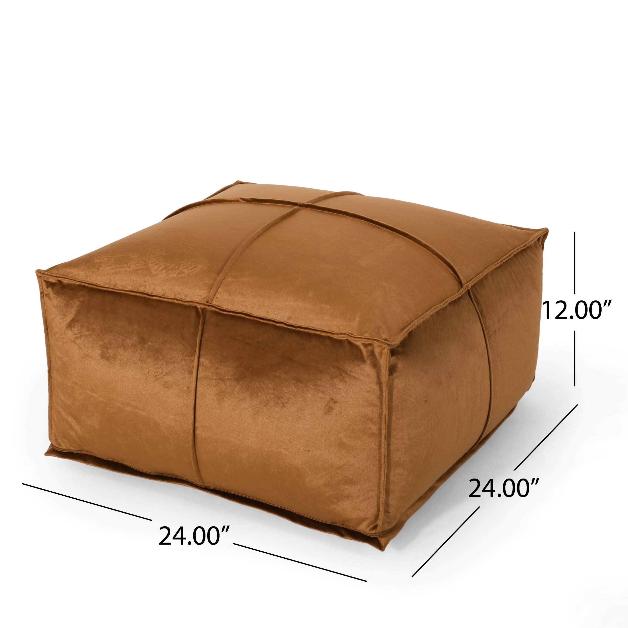 Christopher Knight Home Harrison Modern Glam Velvet Square Bean Bag Ottoman in Bronze - Stylish Footrest & Lounge Seating for Living Room, Bedroom & Dorm Decor