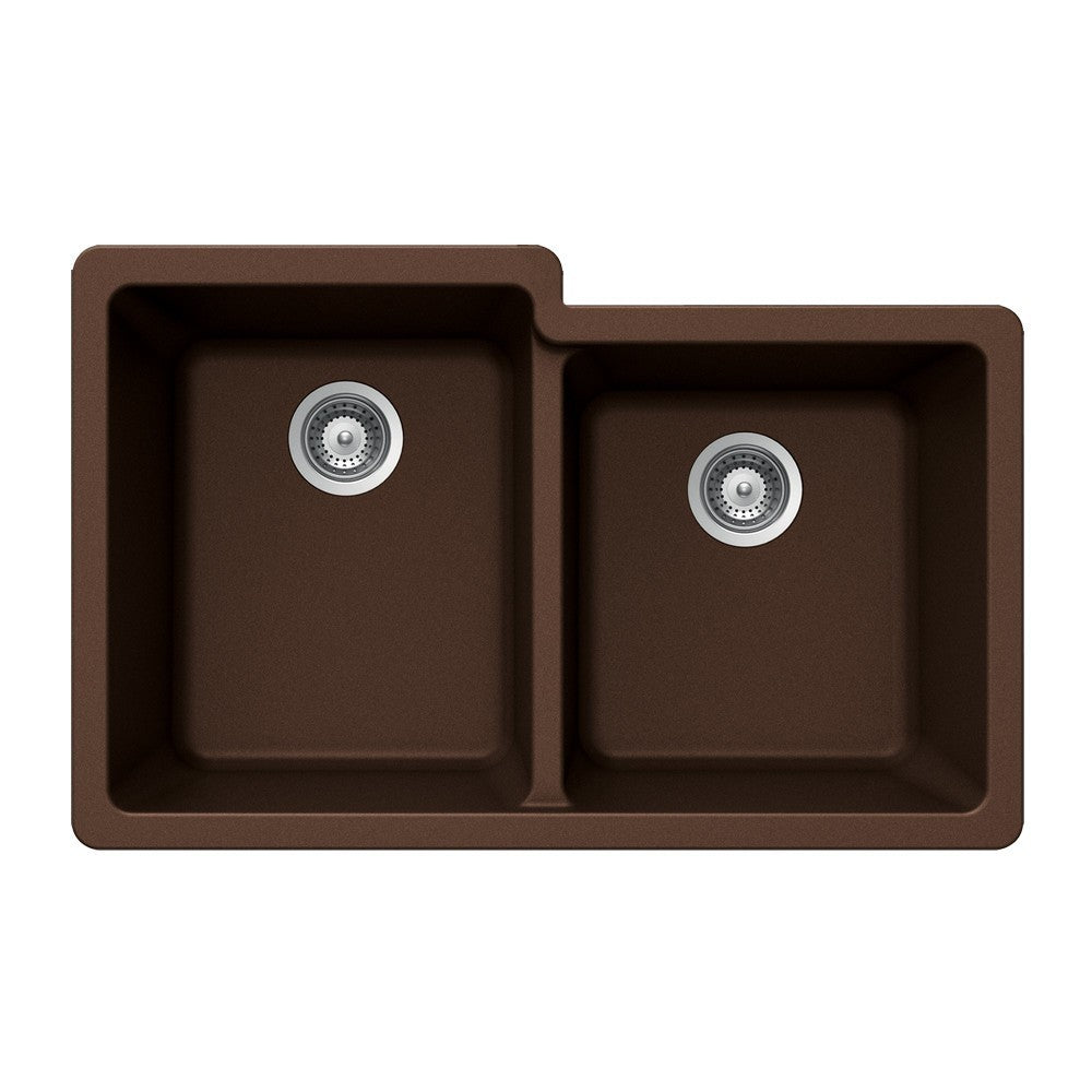 Houzer M 175U Quartztone Series Granite Undermount 60/40 Double Bowl Kitchen Sink - Durable & Stylish for Modern Kitchens, Perfect for Cooking and Entertaining