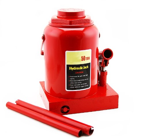 50 Ton Heavy Duty Bottle Jack - Wide Base Hydraulic Jack for Foundation Lifting, Construction, and Building Equipment - Ideal for Home Repair, Auto Shops, and Industrial Use