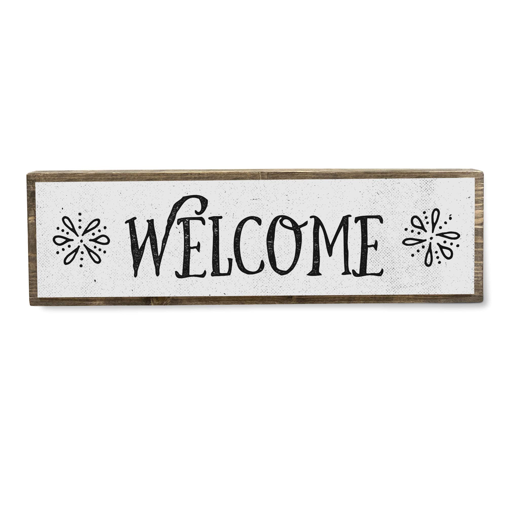 Rustic Welcome Wooden Sign - Medium Size with Metal Accents for Home Decor, Farmhouse Style Entryway & Front Door Decorations