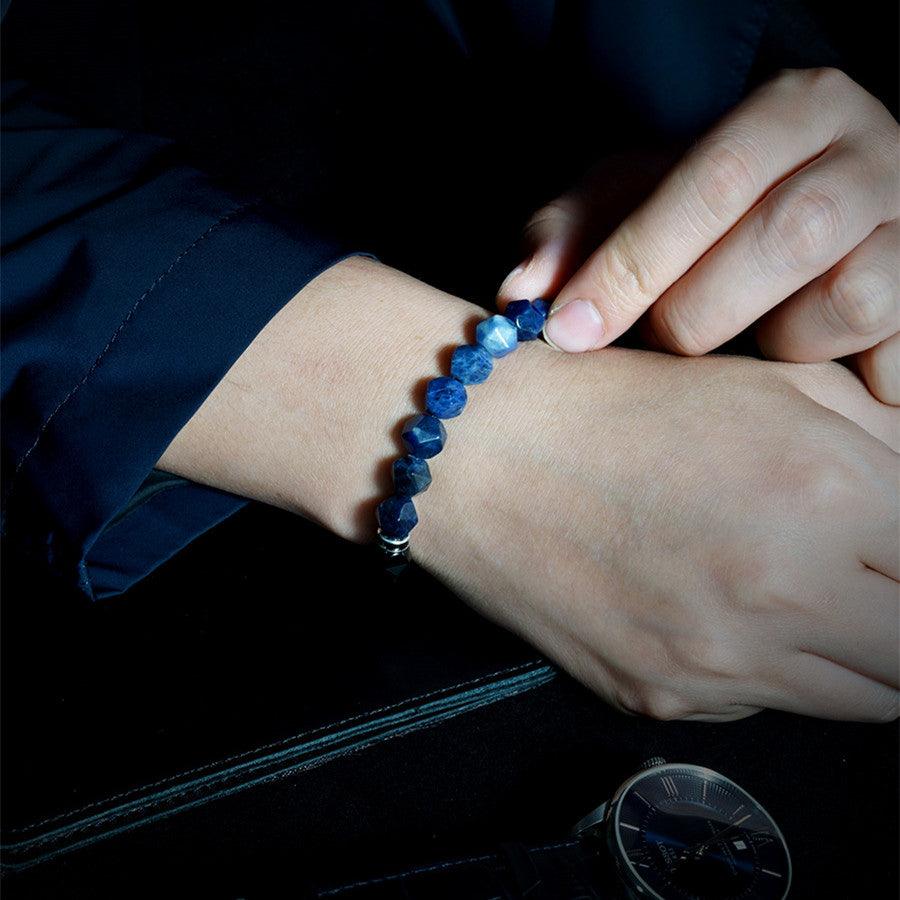 Natural Blue Stone Crystal String Bracelet for Men - Stylish & Durable Handmade Jewelry for Casual Wear, Gifts & Special Occasions
