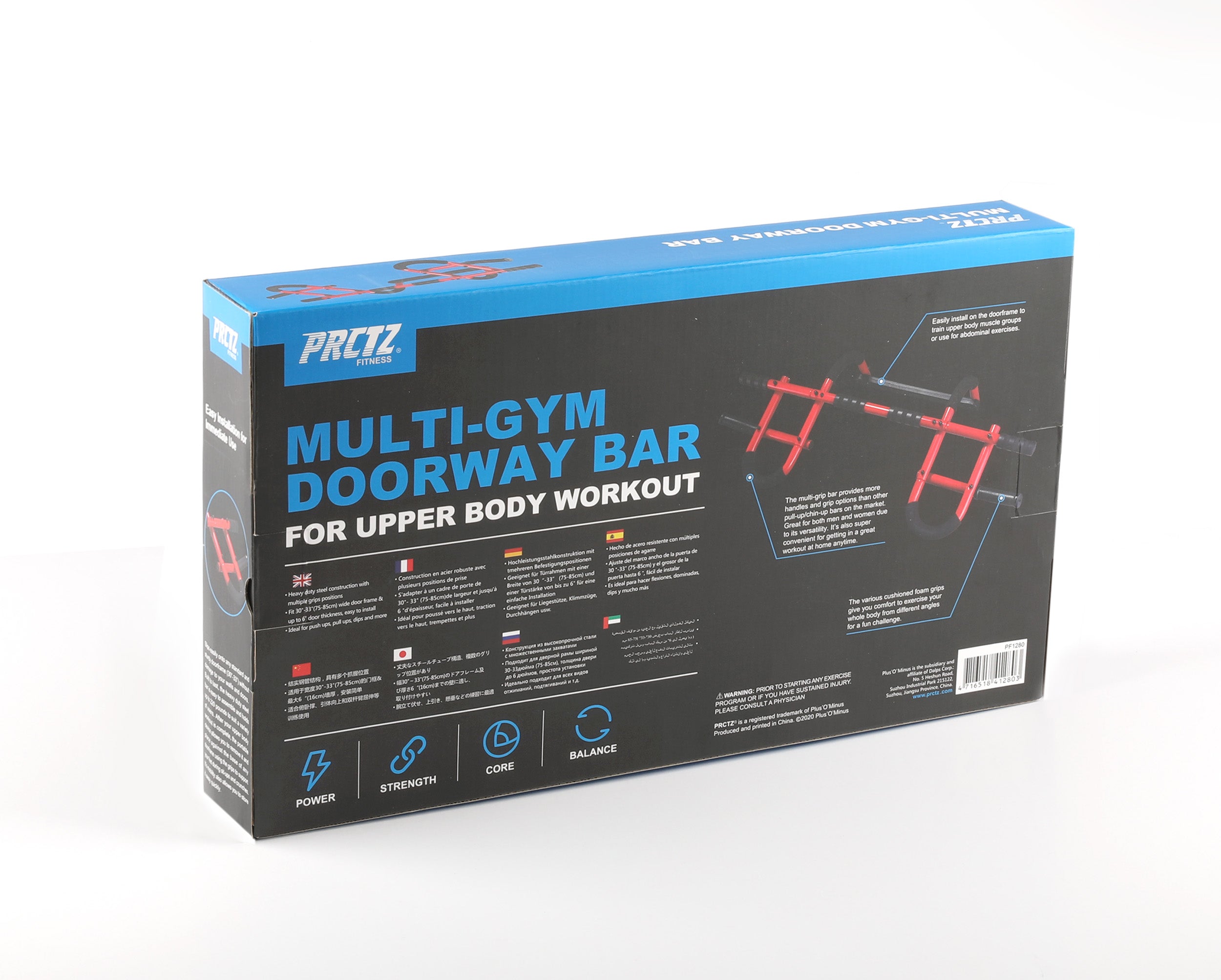 PRCTZ Multifunction Door Gym - Pull Up Bar for Home Workout, Chin Up Bar with Adjustable Height & Anti-Slip Design - Perfect for Strength Training, Calisthenics & Home Fitness Exercises