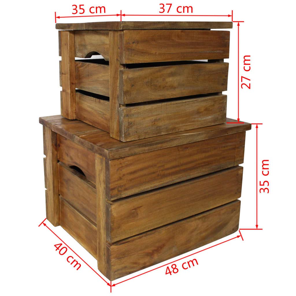 CHARMMA 2-Piece Solid Reclaimed Wood Storage Crate Set - Perfect for Home Organization, Farmhouse Decor & Rustic Shelving Display
