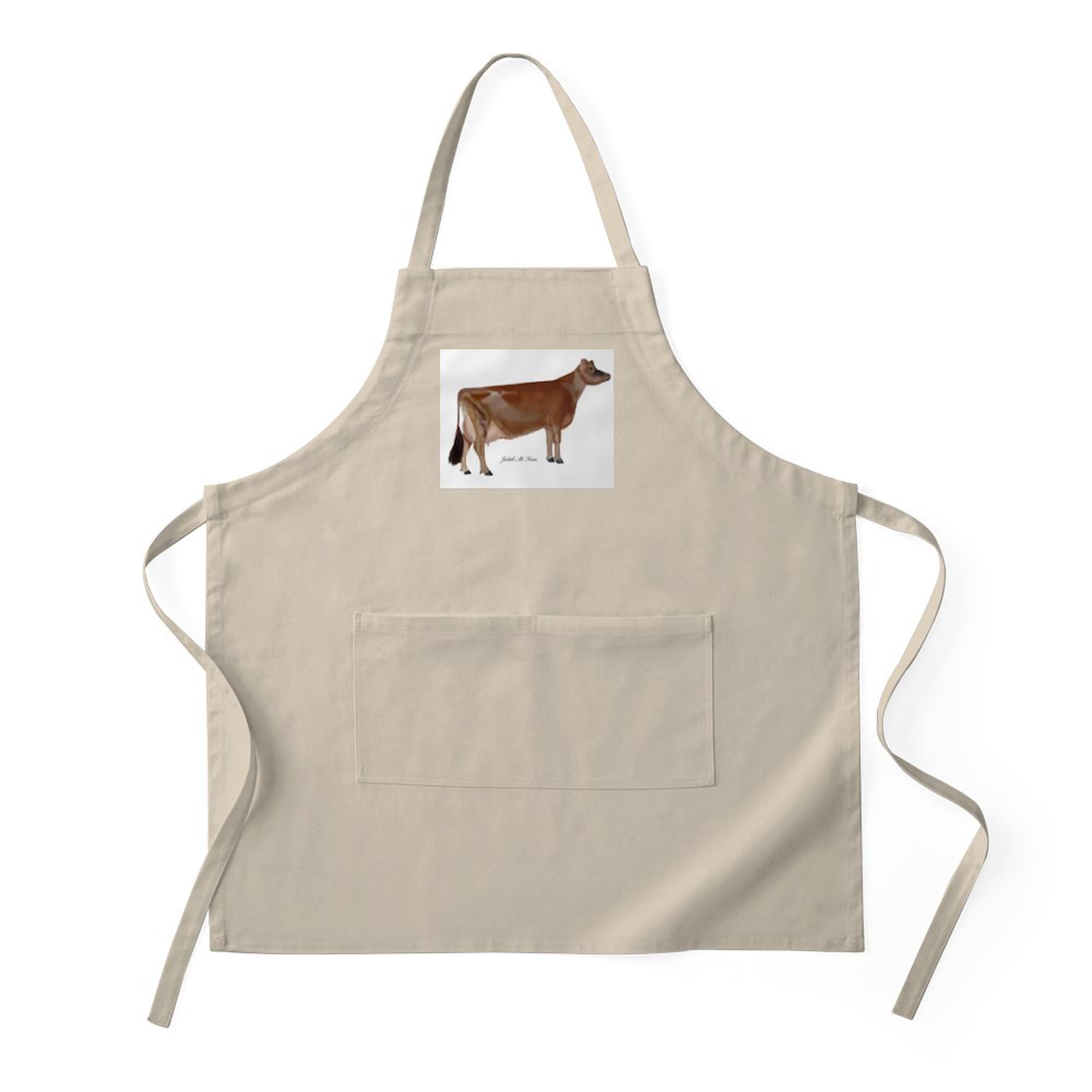 Jersey Cow Print Kitchen Apron with Pockets - BBQ Grilling & Baking Apron for Cooking, Hosting & Outdoor Parties