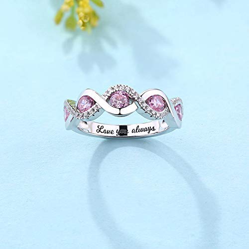 Personalized 5 Birthstone Ring - Custom Engraved Promise Ring, Wedding Band & Engagement Ring for Couples - Mother's Day Gift Jewelry - Perfect for Anniversaries, Valentine's Day & Special Occasions