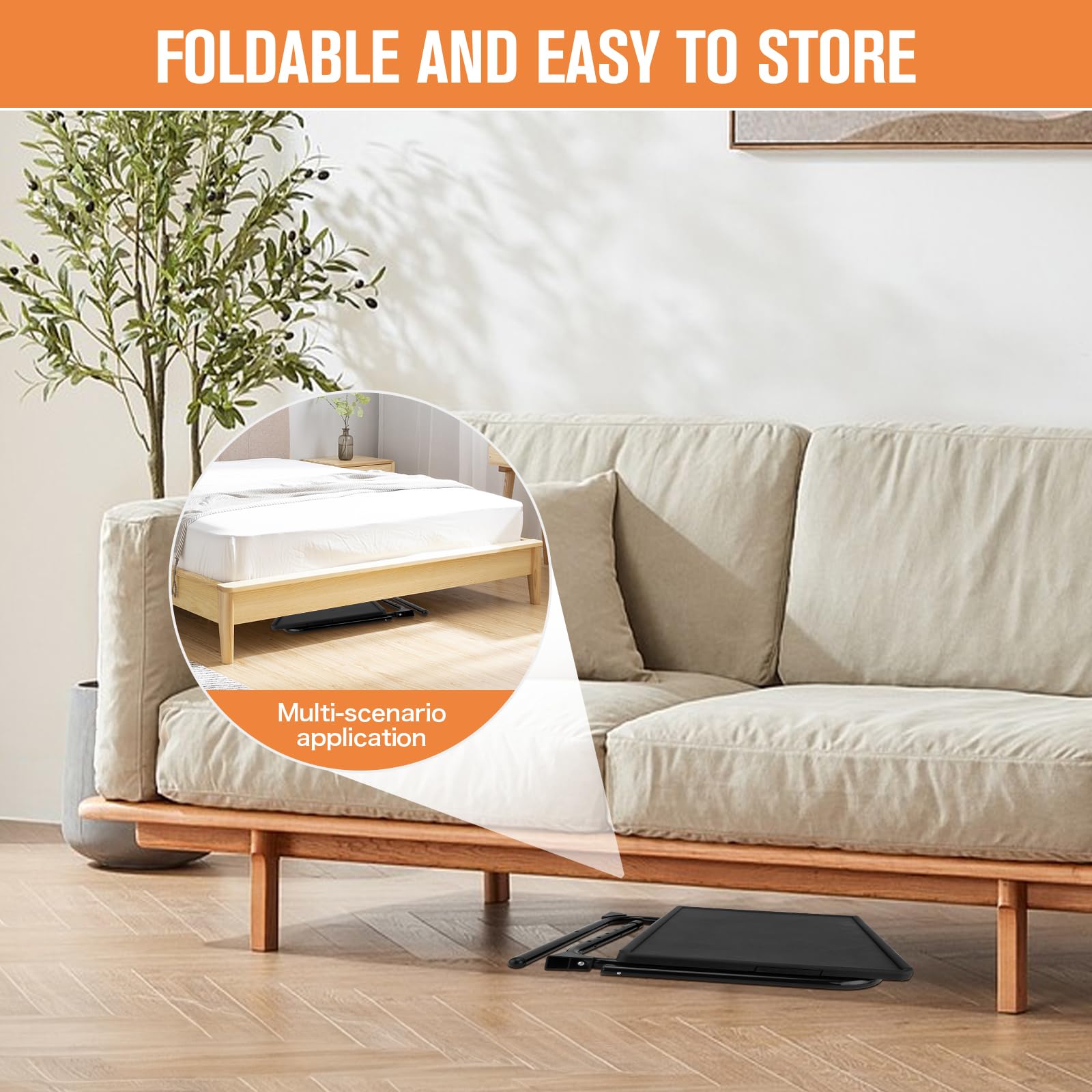 Adjustable TV Tray Table Set of 2 - 3 Angle Tilt & 6 Height Positions, Foldable Bedside Table with Cup Holder for Eating, Working, Reading in Living Room, Bedroom or Office - Perfect for Couch, Sofa & Home Use