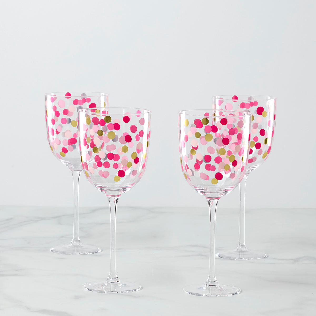 Set of 4 Colorful Confetti Wine Glasses - Perfect for Parties, Weddings & Celebrations - Shatterproof Stemware for Festive Drinks