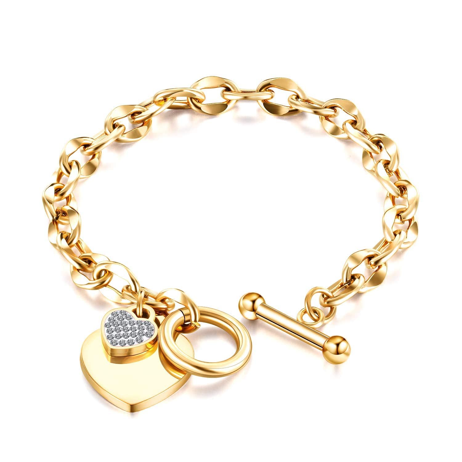 TassadarGlory Women's Gold & Silver Cuban Link Bracelet - Titanium Steel Curb Chain, Aesthetic Dainty Jewelry for Birthday Gifts | Perfect for Everyday Wear, Date Nights & Special Occasions