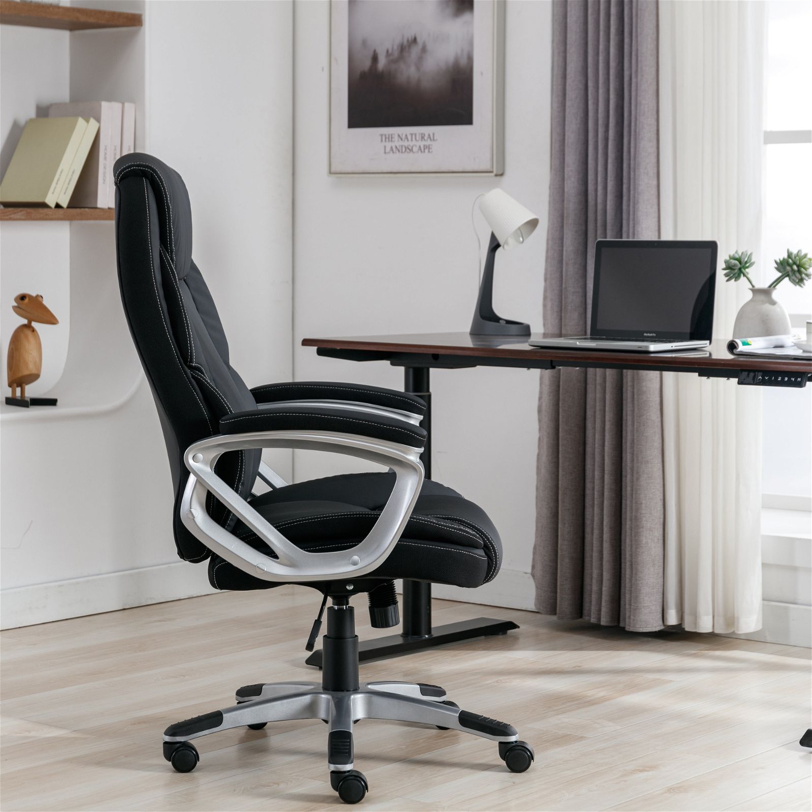 Tauris Legacy Ergonomic Office Chair with Padded Fixed Armrests - Black | Comfortable Support for Long Hours of Work, Home Office, and Gaming