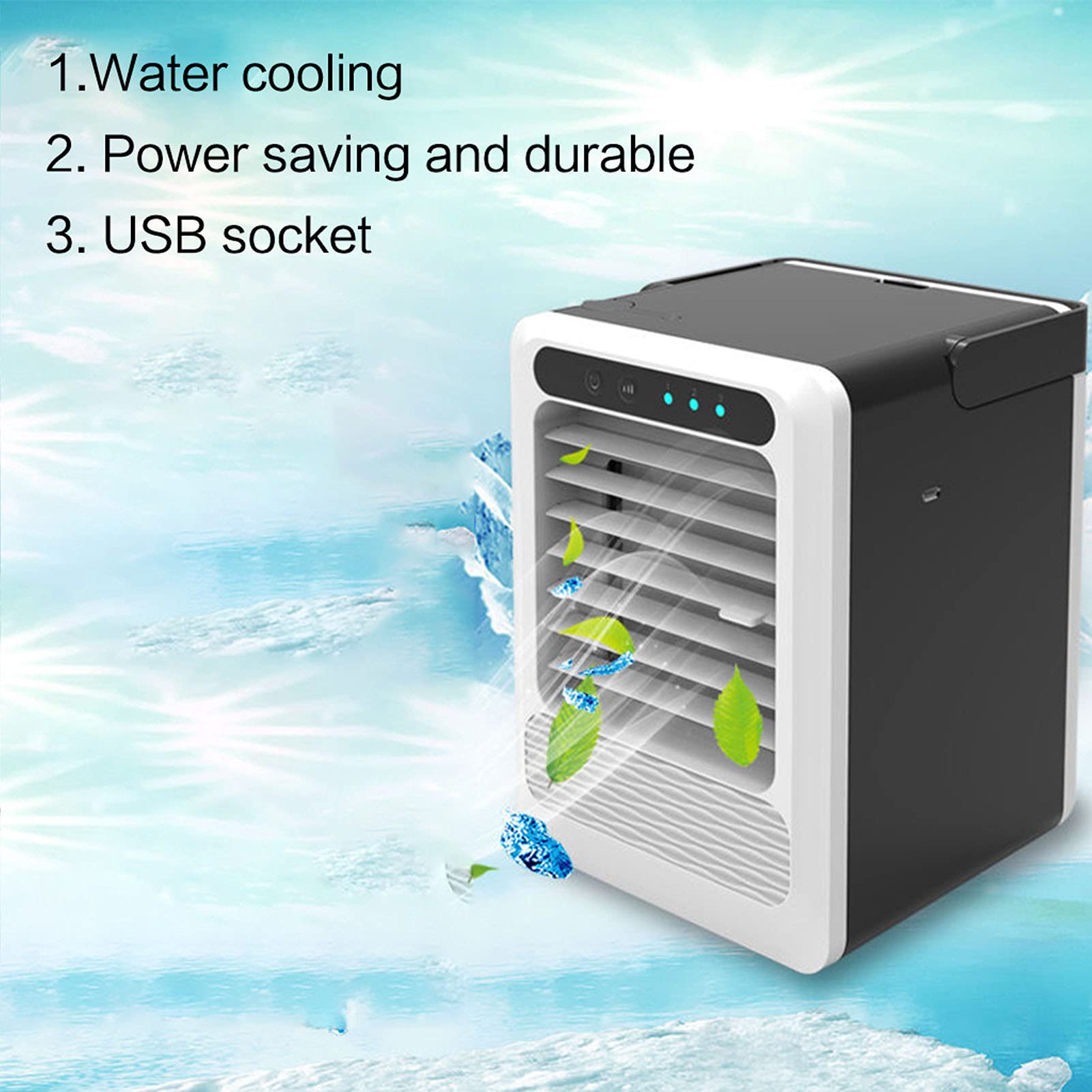 5-in-1 Portable Air Conditioner & Air Cooler Fan with Humidifier - USB Powered Mini AC for Home, Office, Dorm - Personal Cooling & Air Purification for Summer, Small Spaces & Desktop Use