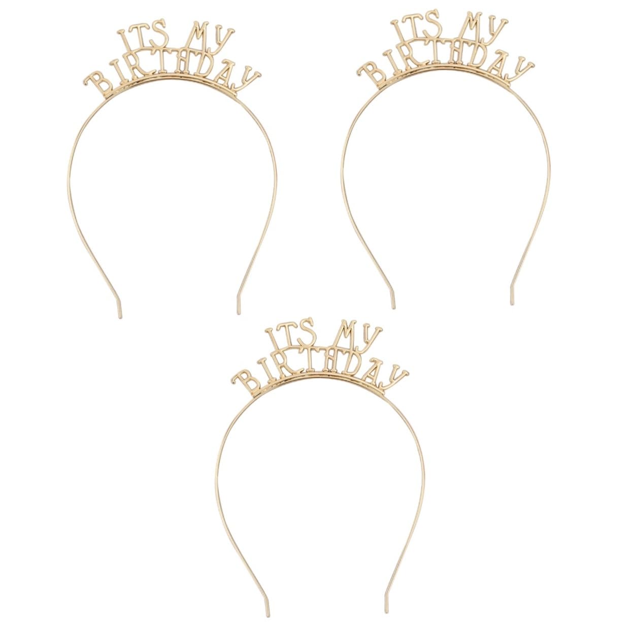 Minkissy 3-Piece Birthday Hair Hoop Set - Diamond Rhinestone Tiara Headband & Crystal Hair Bands for Women - Perfect for Birthday Parties, Bridal Showers, and Special Occasions