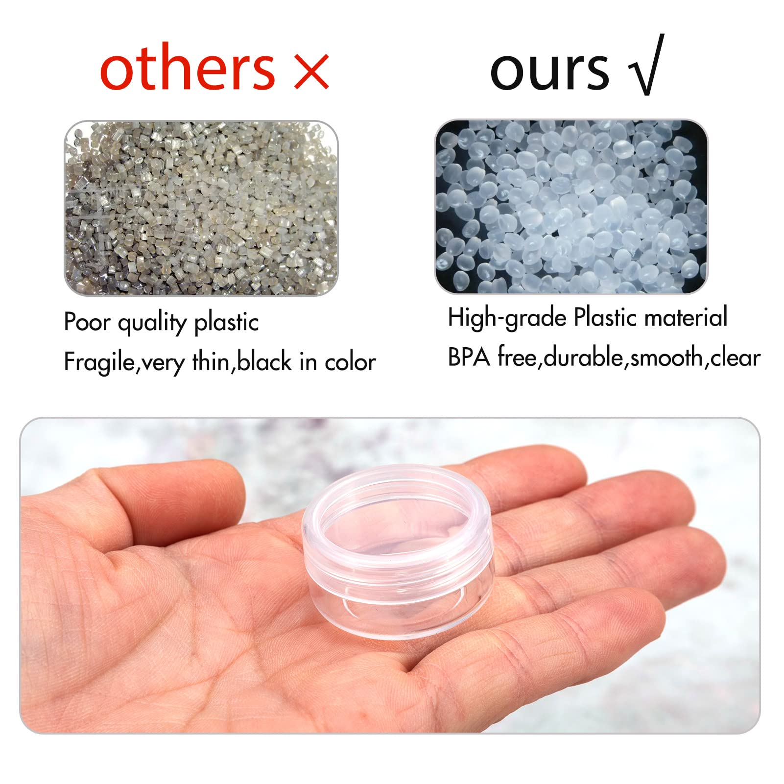 3 Gram Clear Cosmetic Sample Jars - 200pcs Small Makeup Containers with Lids - Perfect for Travel, DIY Beauty Products & Professional Salon Use