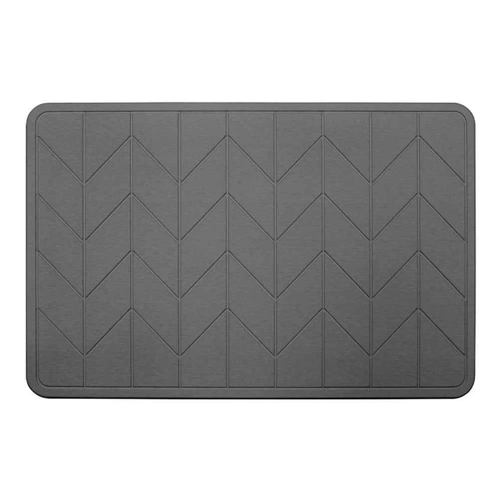 Premium Absorbent Cotton DRI Stone Bath & Kitchen Mat - Charcoal Gray | Non-Slip, Quick-Dry Bathroom Rug & Kitchen Floor Mat for Wet Areas