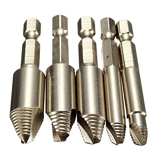 5-Piece Screw Extractor Drill Bit Set - 1/4