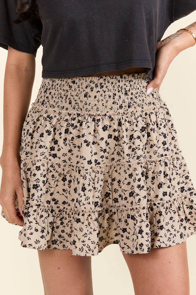 Floral Mini Skort - Black & Tan Rachelle Skirt by Holley Gabrielle X Pink Lily | Perfect for Summer Outfits, Beach Vacations & Casual Chic Style