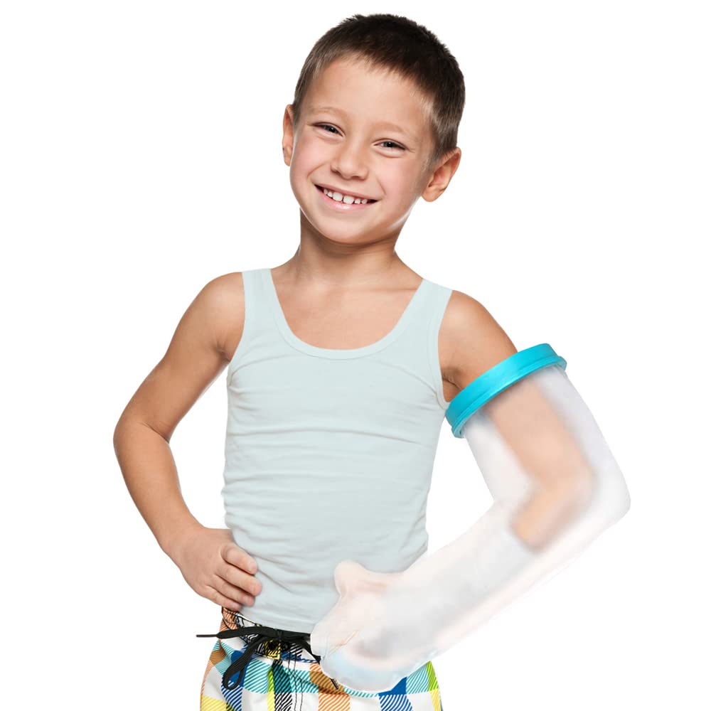 Waterproof Kids Arm Cast Cover for Shower & Bath - Reusable Watertight Cast Protector Bag for Broken Arm, Hands, Wrists, Elbow & Fingers - Keeps Surgery Wounds Dry - Perfect for Teens & Children (Large Size) - Ideal for Swimming, Washing & Daily Activities