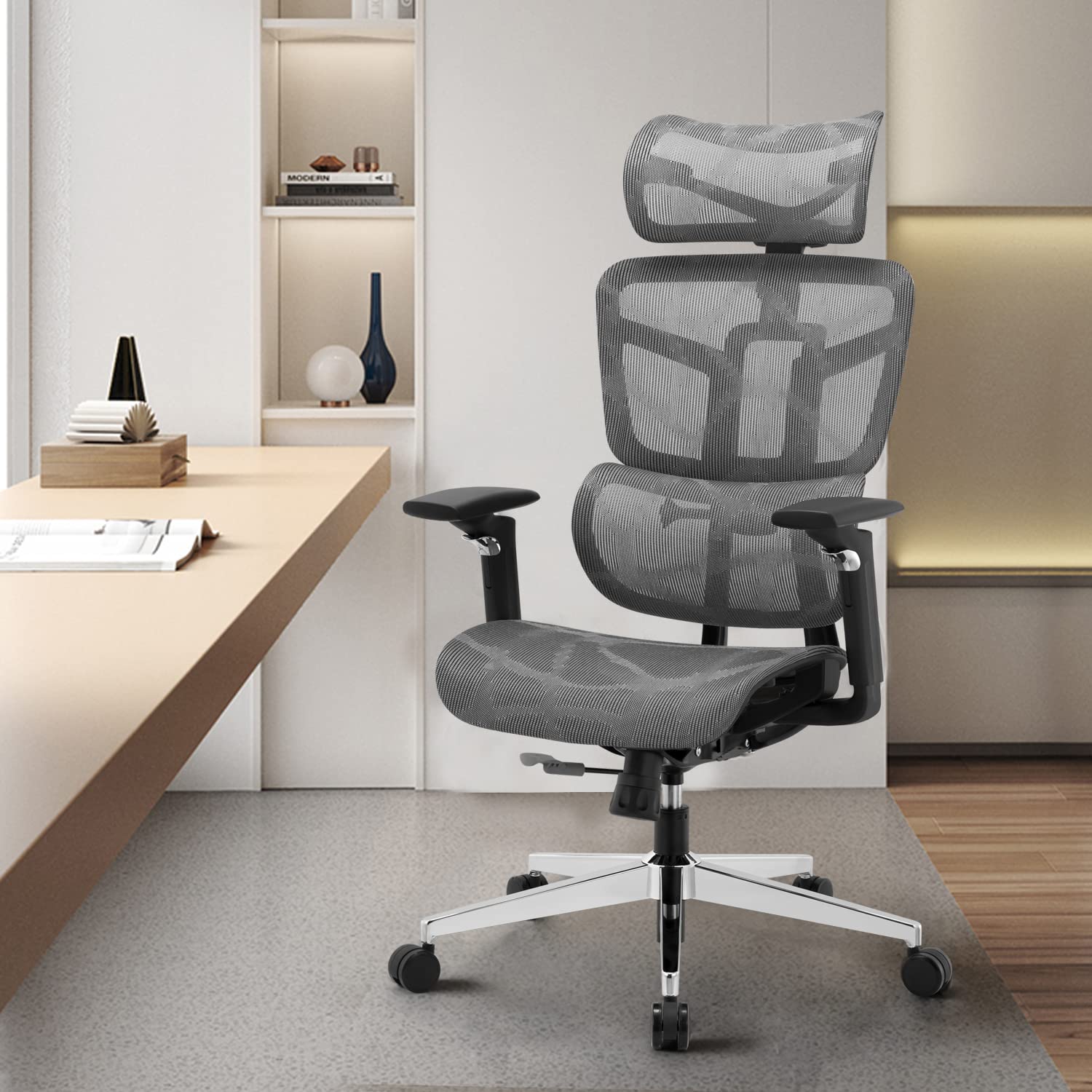 Ergonomic Office Chair - High Back Adjustable Desk Chair with Lumbar Support & Headrest - Big & Tall Executive Computer Task Chair for Home Office - Perfect for Long Work Hours & Gaming Sessions