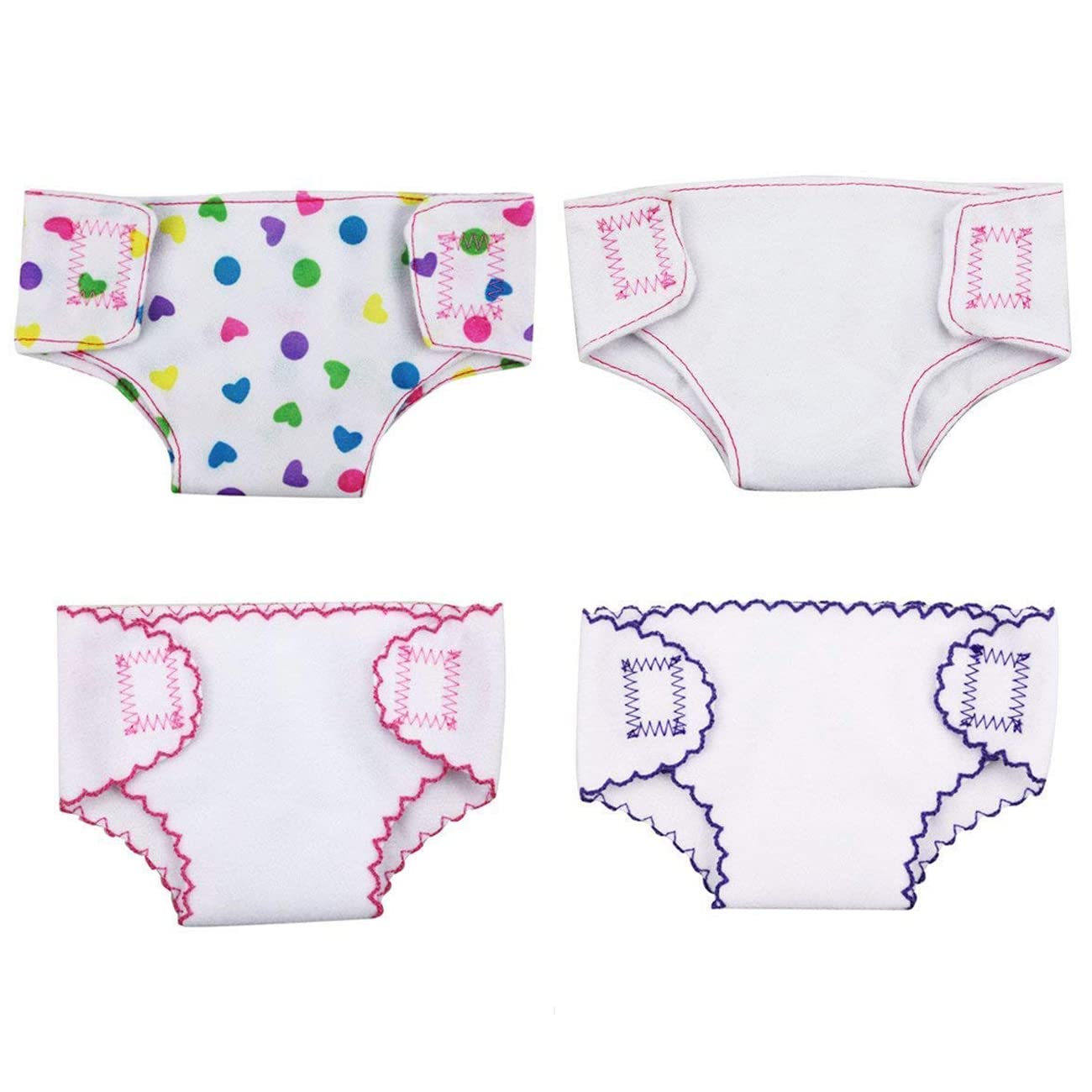4 Pack Baby Doll Diapers & Underwear for 14-18 Inch Dolls - Soft & Comfortable for Infant Dolls & Baby Girl Toys - Perfect for Role Play, Pretend Play & Doll Accessories