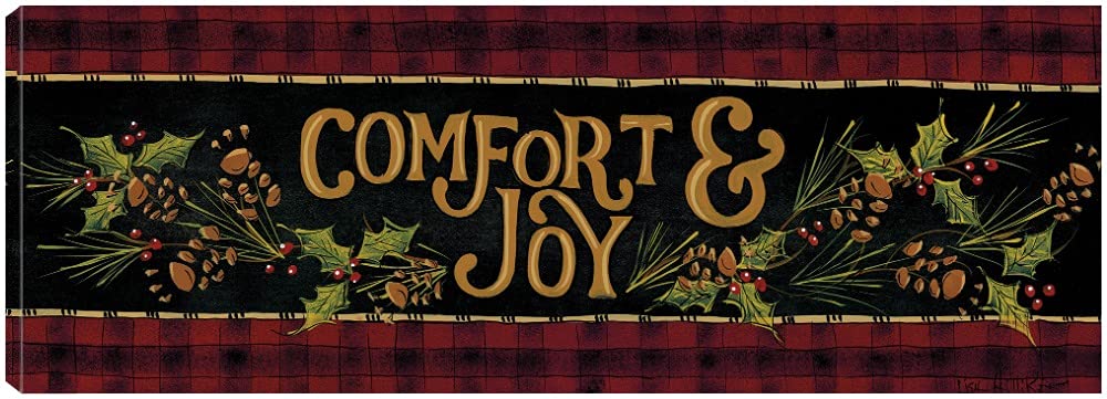 Comfort & Joy Fine Art Canvas Wall Decor by Lisa Hilliker - 27x10 Inch Ready to Hang Painting for Living Room, Bedroom, Office - Perfect for Home, Wedding & Holiday Decorations