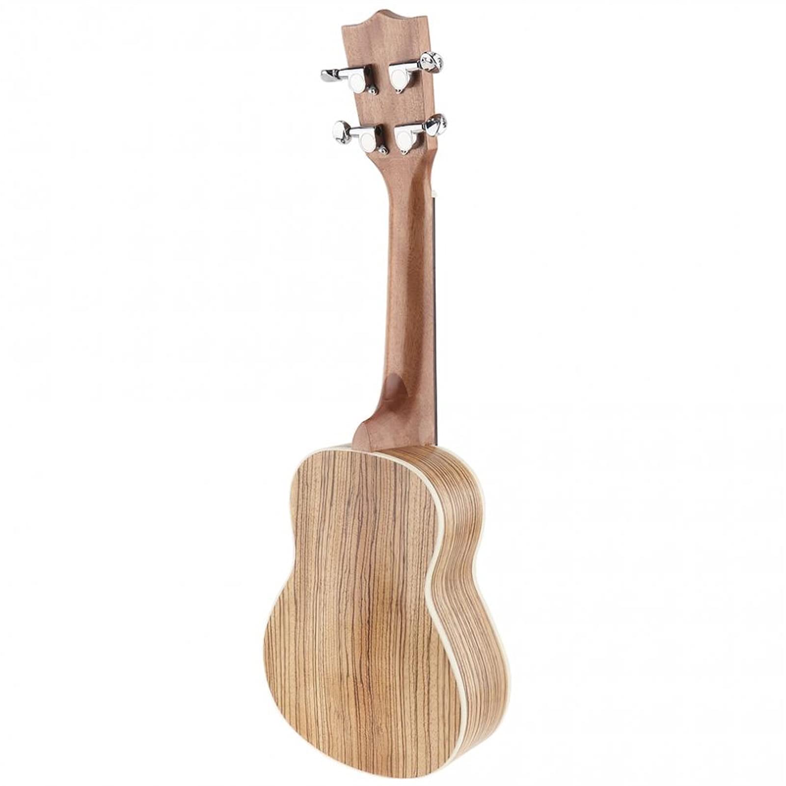 21 Inch Portable Soprano Ukulele with 15 Frets - 4 String Zebra Wood Concert Ukulele - Perfect for Beginners, Travel & Beach Music