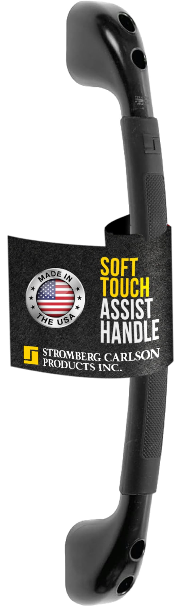 Stromberg Carlson AH-150 Black Soft Touch RV Assist Handle - Exterior Grab Bar for Camper & Motorhome Entry - Non-Slip Comfort Door Handle for Safe Boarding & Exit - Perfect for RV Steps, Trailers & Campers