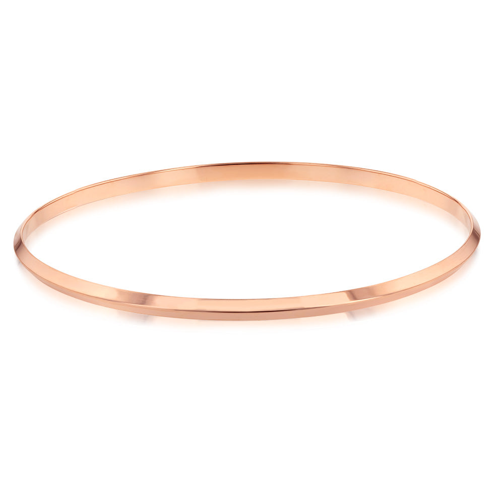 9ct Rose Gold Knife Edge Pattern Bangle - Elegant Stackable Bracelet for Women, Perfect for Everyday Wear, Gifts & Special Occasions