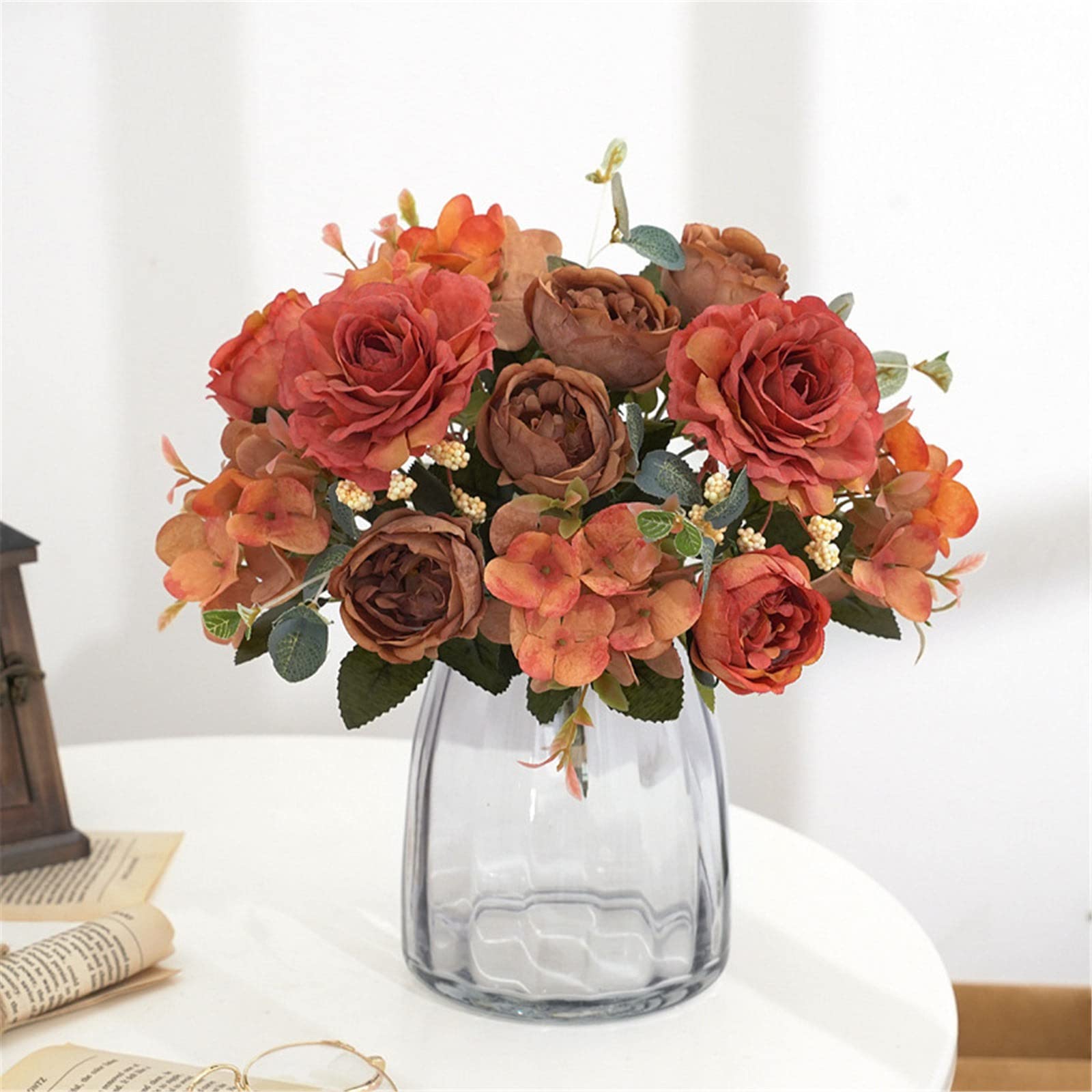 Artificial Peony & Silk Rose Wedding Bouquets - Realistic Fake Flowers for Bridal Bouquets, Centerpieces & Home Decor (Hand-Tied, Pink Wisteria, Red A-C, One Size)