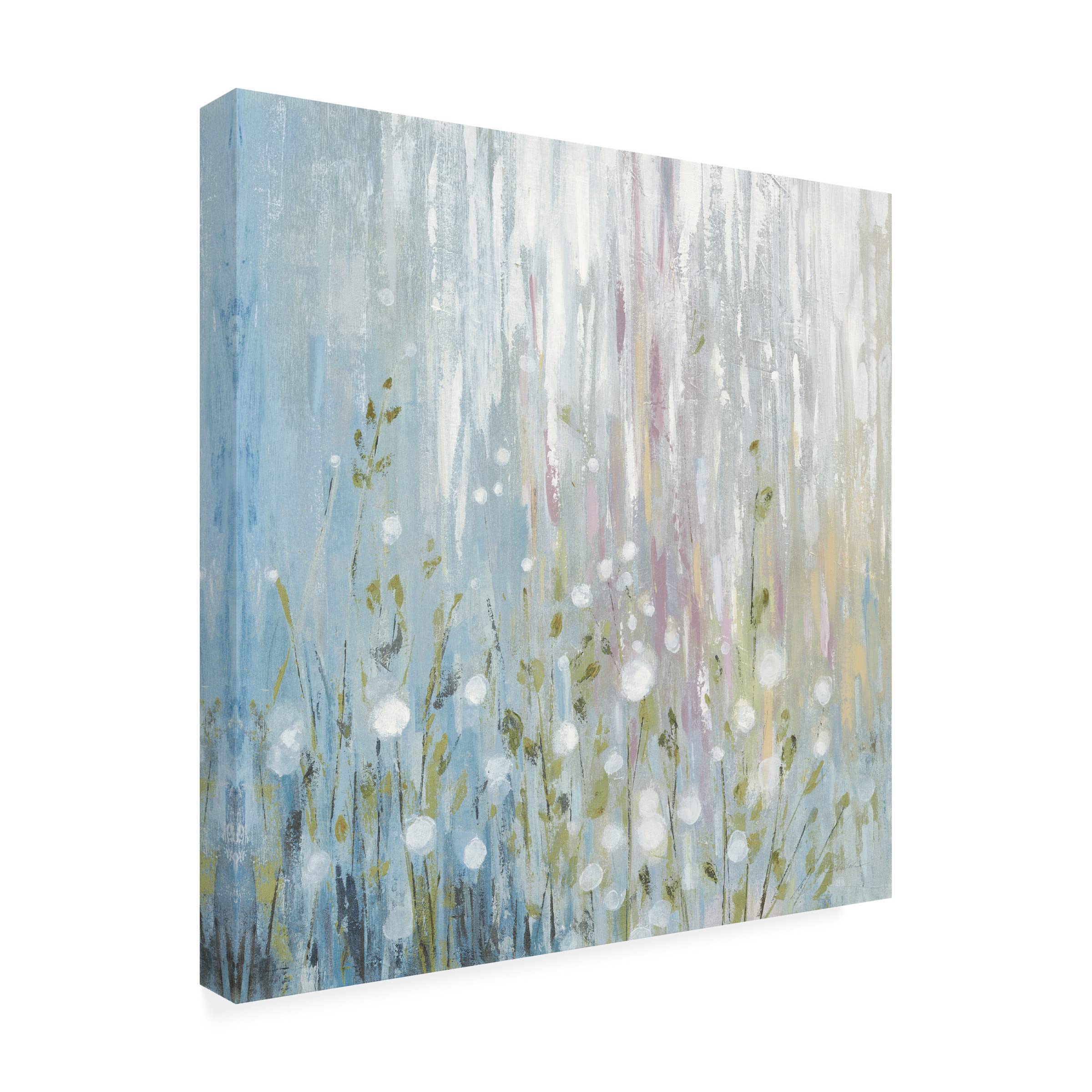 Silvia Vassileva 'January Branches Blue Green' Canvas Wall Art - Modern Abstract Painting for Living Room, Bedroom & Office Decor