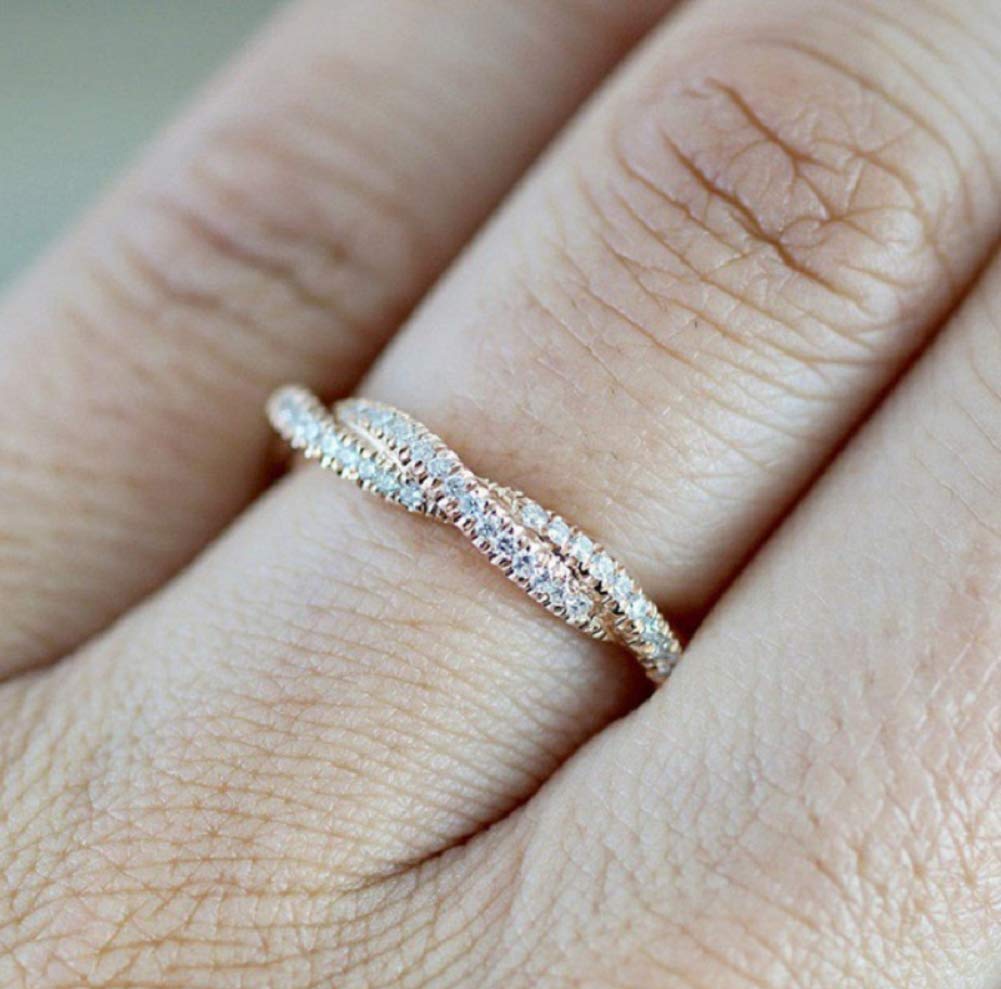 Elegant Rose Gold Stackable Twisted Ring for Women - Wedding, Party, Anniversary Jewelry Gift - Size 6-10 (US 7) - Perfect for Bridal Showers, Date Nights & Special Occasions