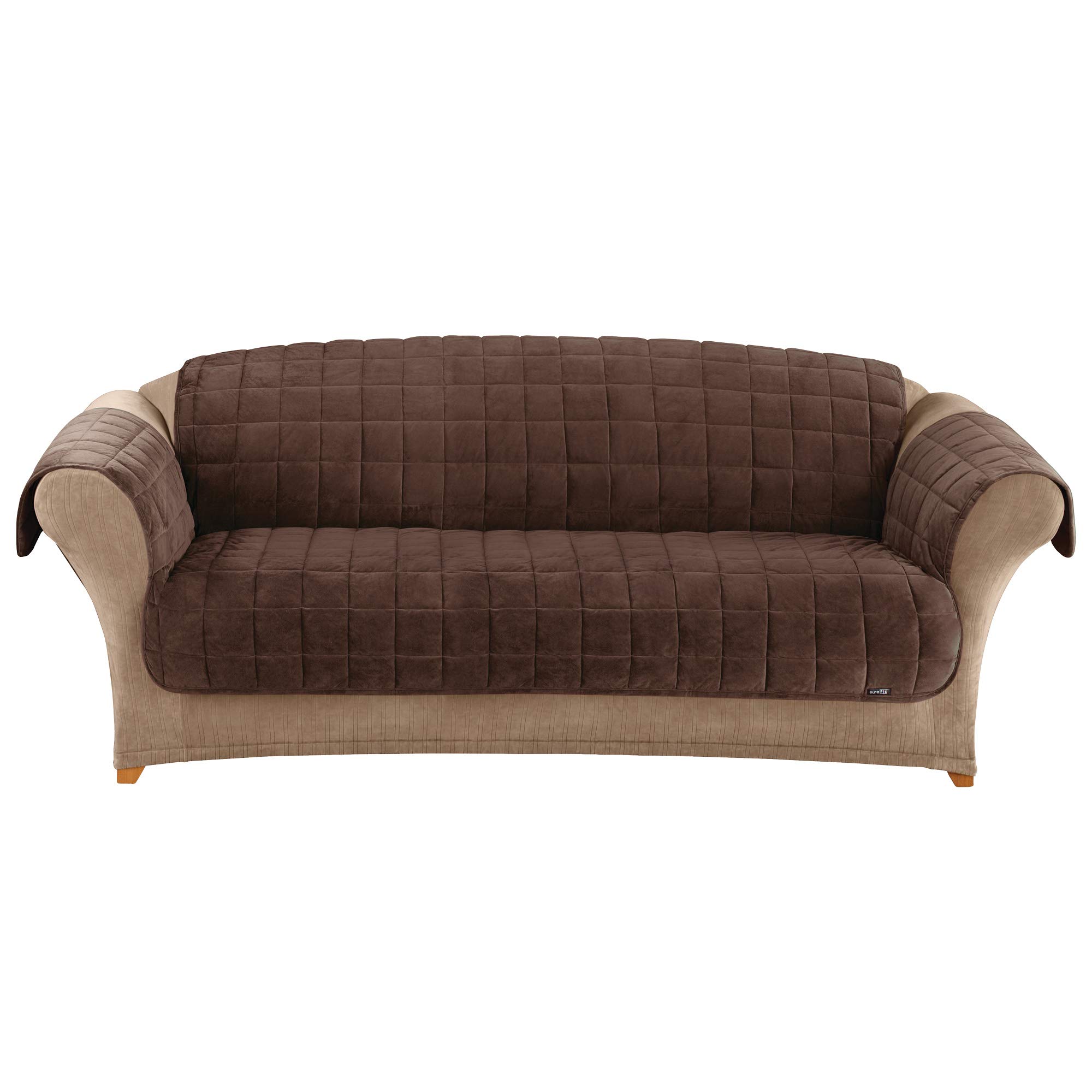 SureFit Deluxe Comfort Throw Cover - One Piece Machine Washable Pet Furniture Protector for Sofa (Chocolate Brown) - Perfect for Living Room, Bedroom & Pet-Friendly Homes