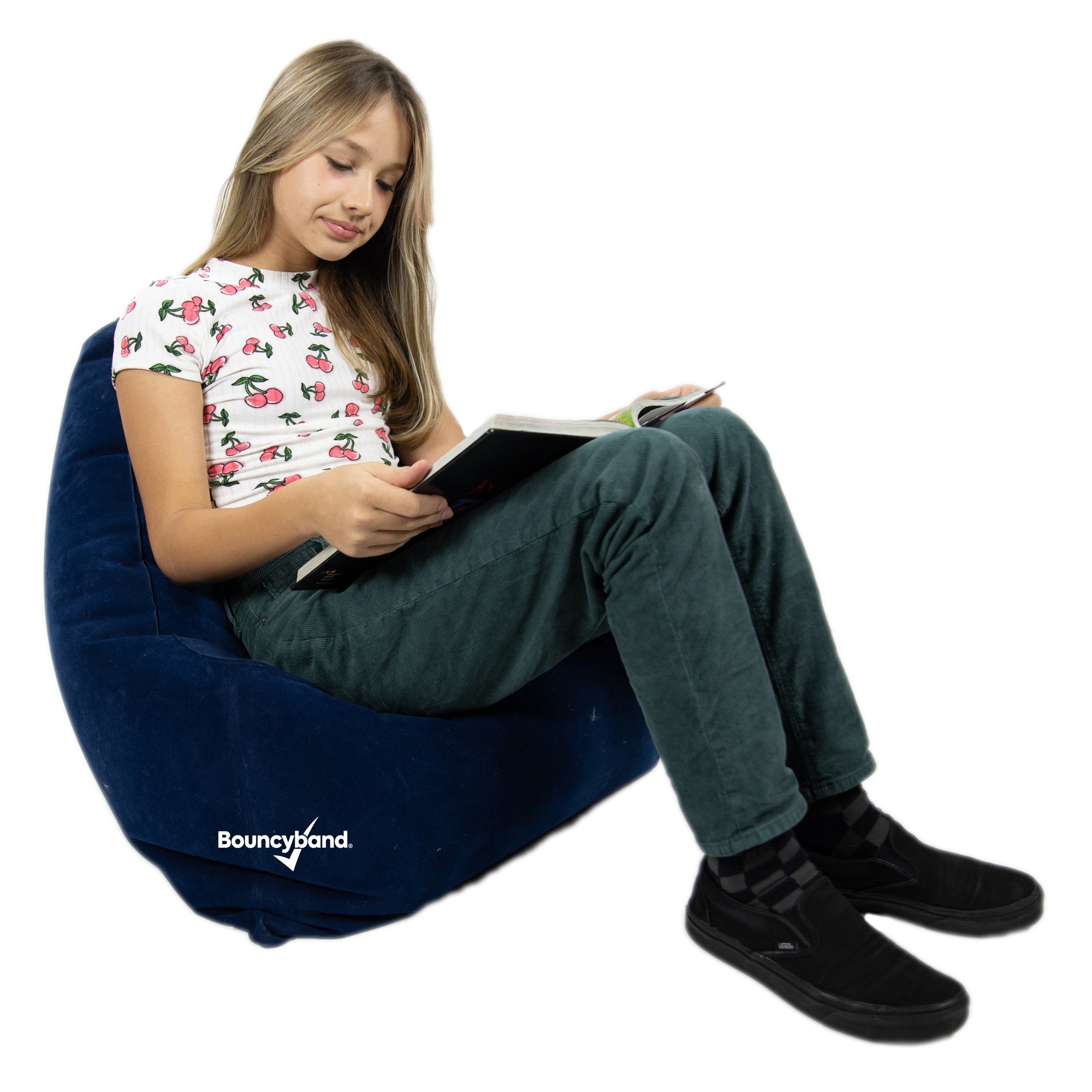 Bouncyband Comfy Cozy Peapod Inflatable Chair for Kids - Fun & Supportive Sensory Seating for Reading, Relaxing & Playtime