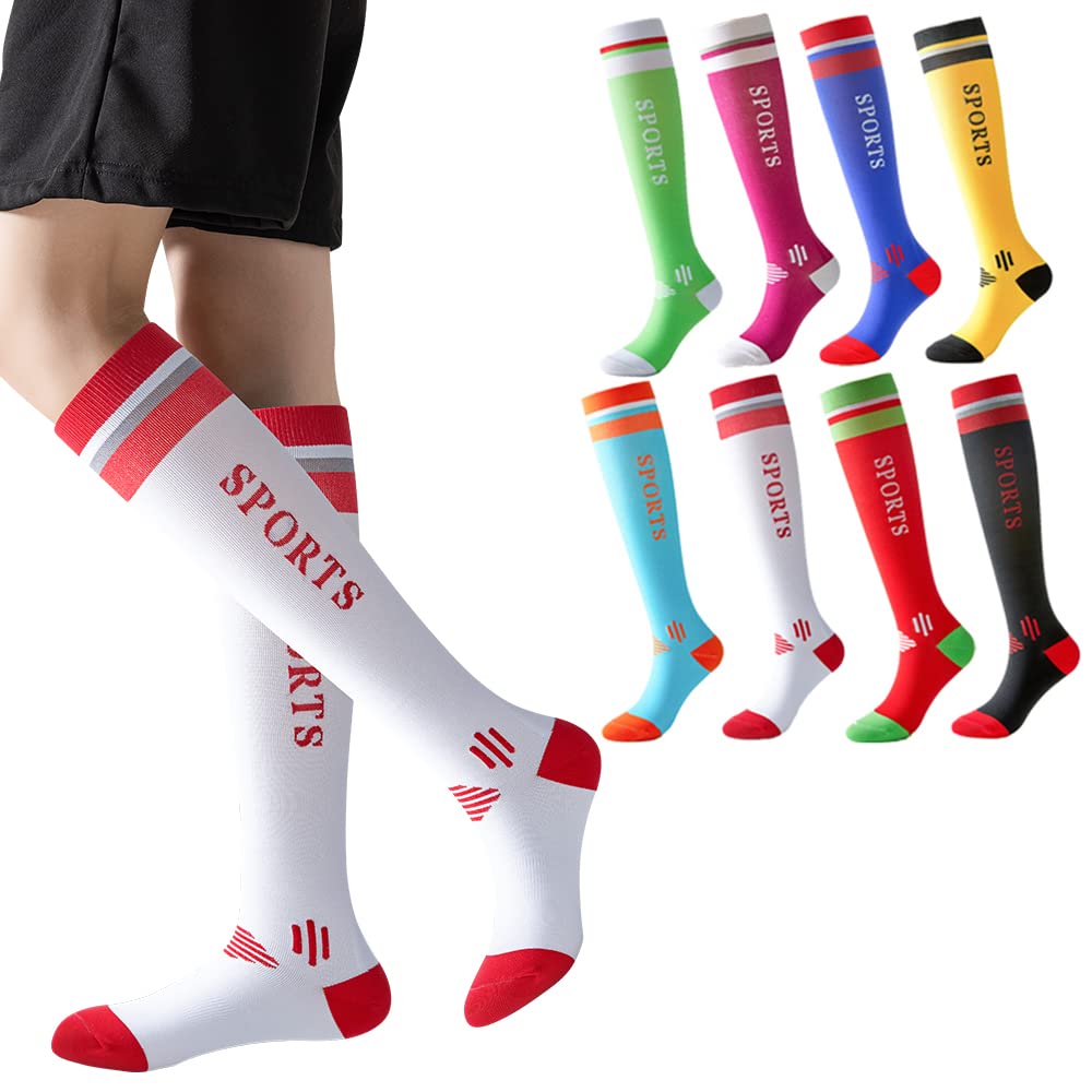 2 Pairs Compression Socks for Women & Men - 20-30mmHg Knee High Support Stockings with Graduated Pressure & Cushioning - Ideal for Running, Travel, Nursing & Varicose Vein Relief