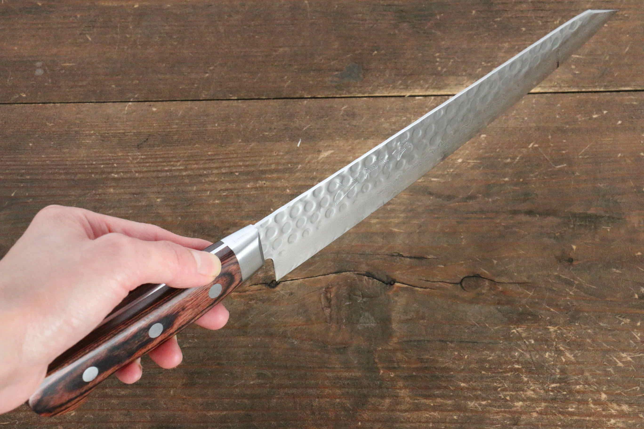 Premium Jikko VG10 17-Layer Kiritsuke Sujihiki Knife 230mm - Japanese Mahogany Handle - Perfect for Sushi, Sashimi & Meat Slicing